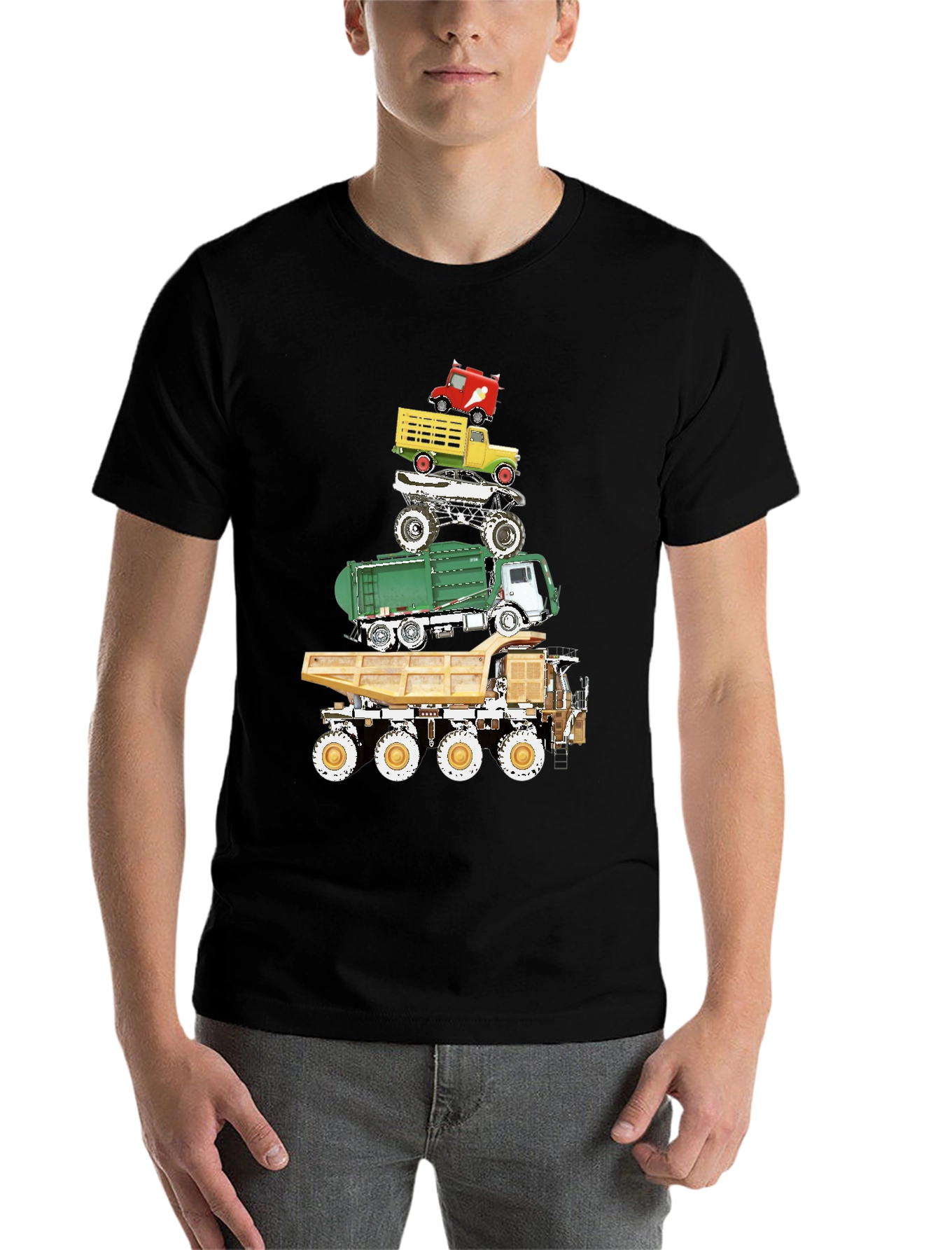 Black Truck Stack Graphic Tee - Fun Novelty Design view 7