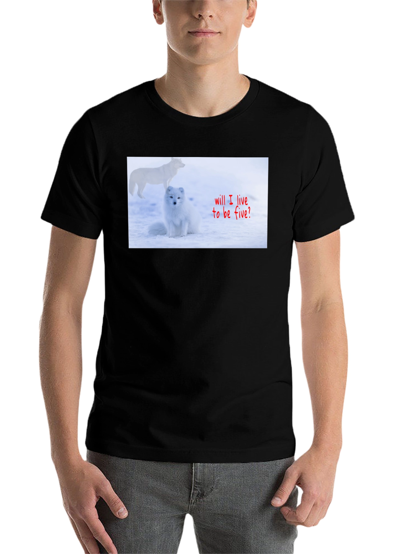 Black Arctic Fox T-Shirt - "Will I Live to Be Five?" view 7