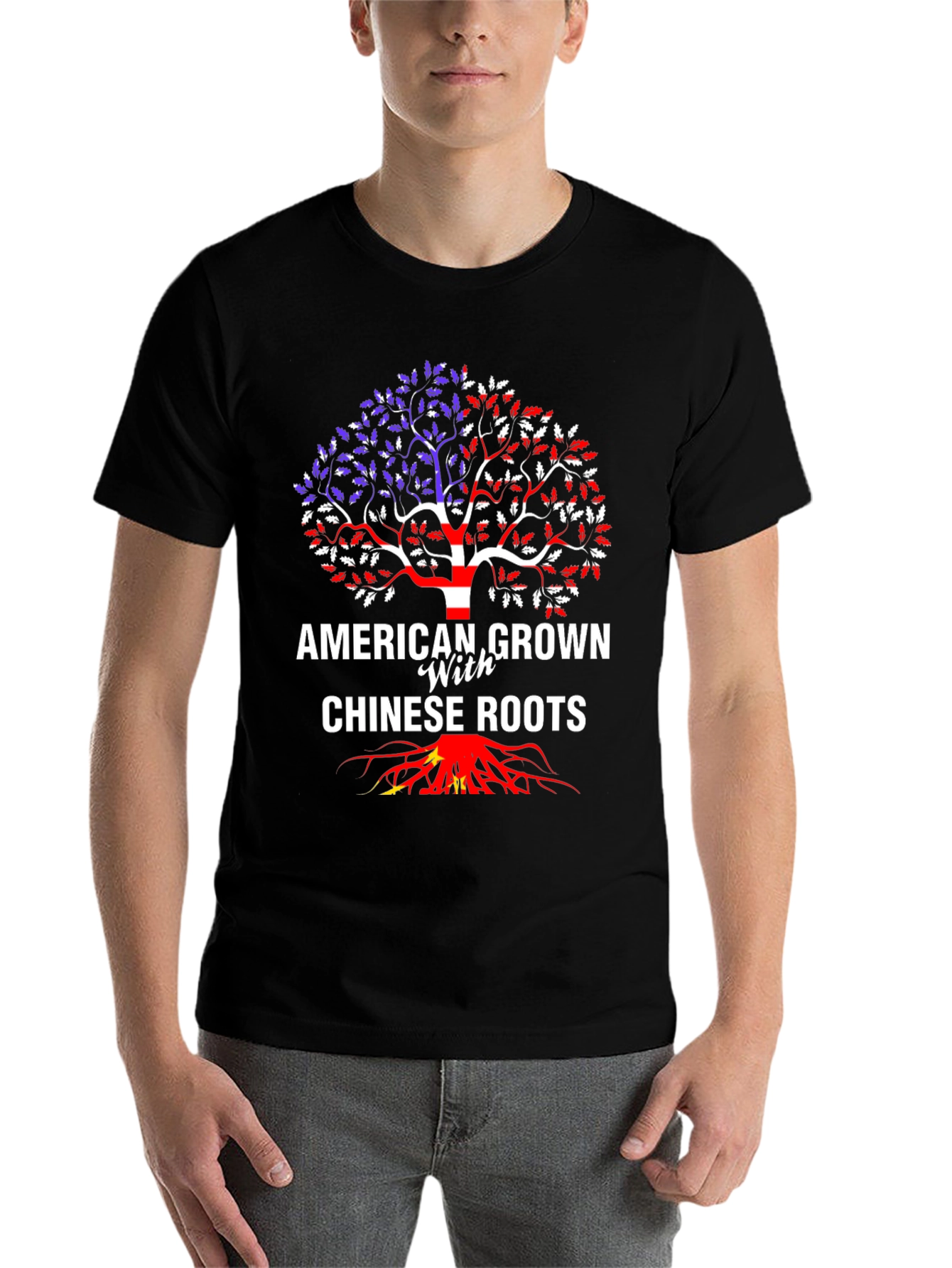Black American Grown with Chinese Roots T-Shirt view 7