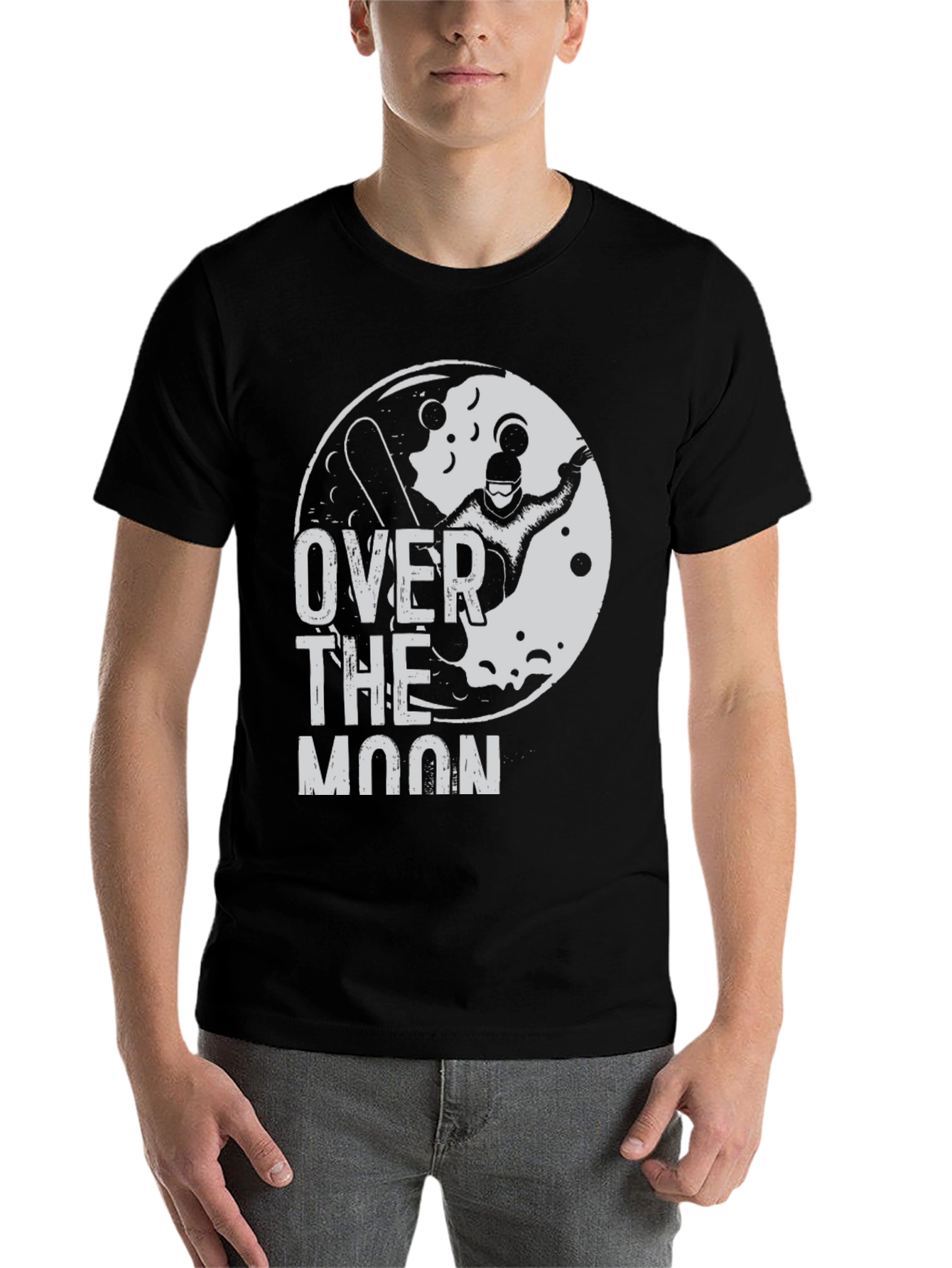 Black Over The Moon Graphic T-Shirt - Black Cotton Tee view 7