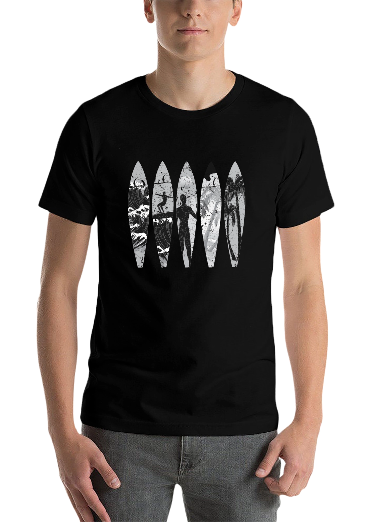 Black Surfboard Graphic Tee - Coastal Lifestyle view 7