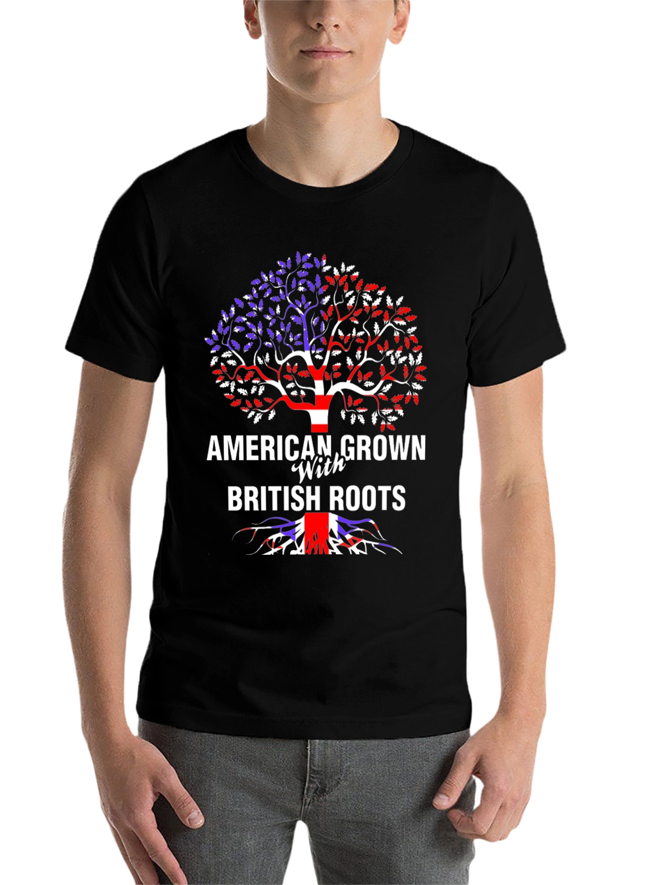 Black American Grown with British Roots Graphic Tee view 7