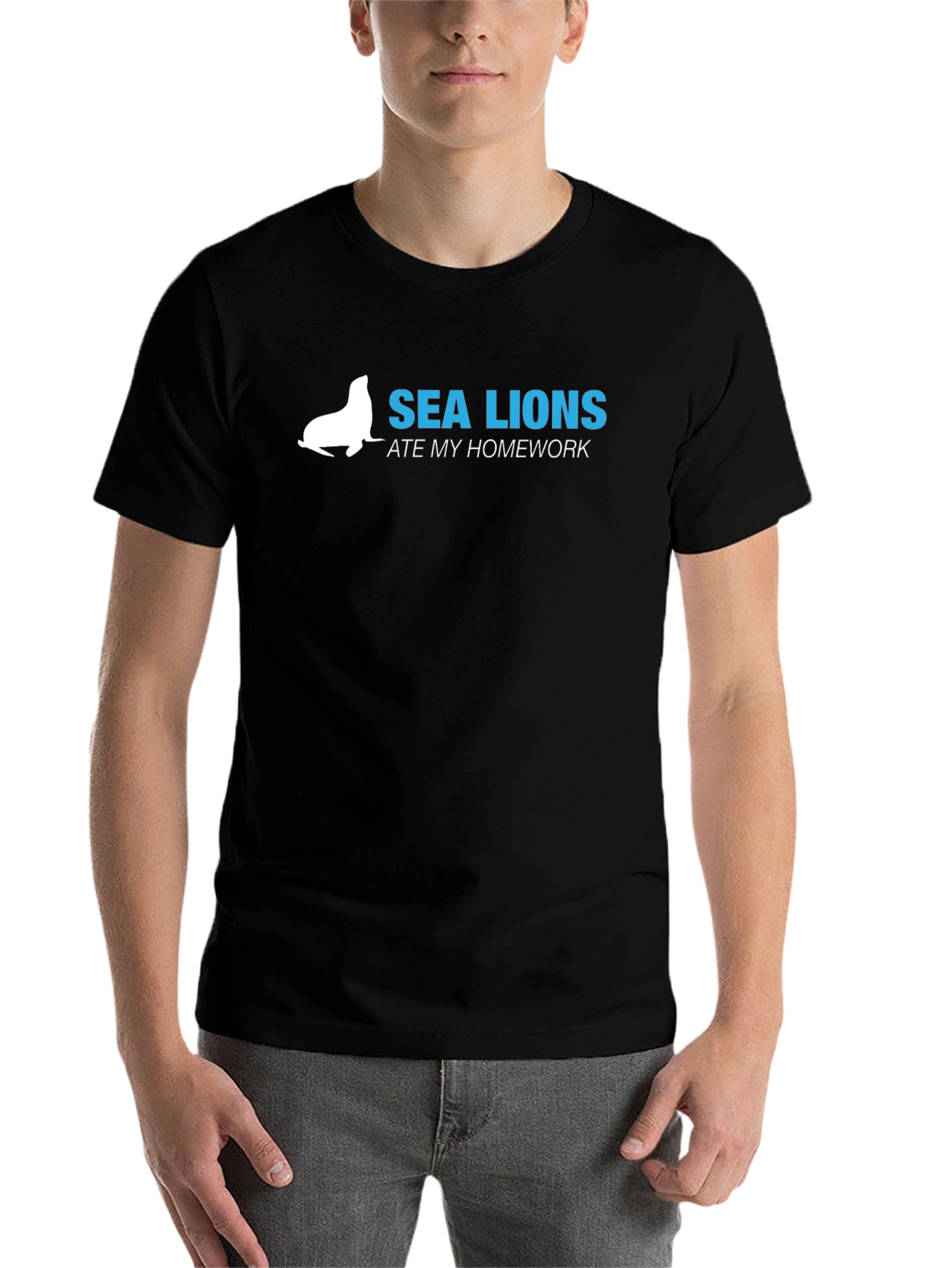 Black Sea Lions Ate My Homework Graphic Tee - Black view 7