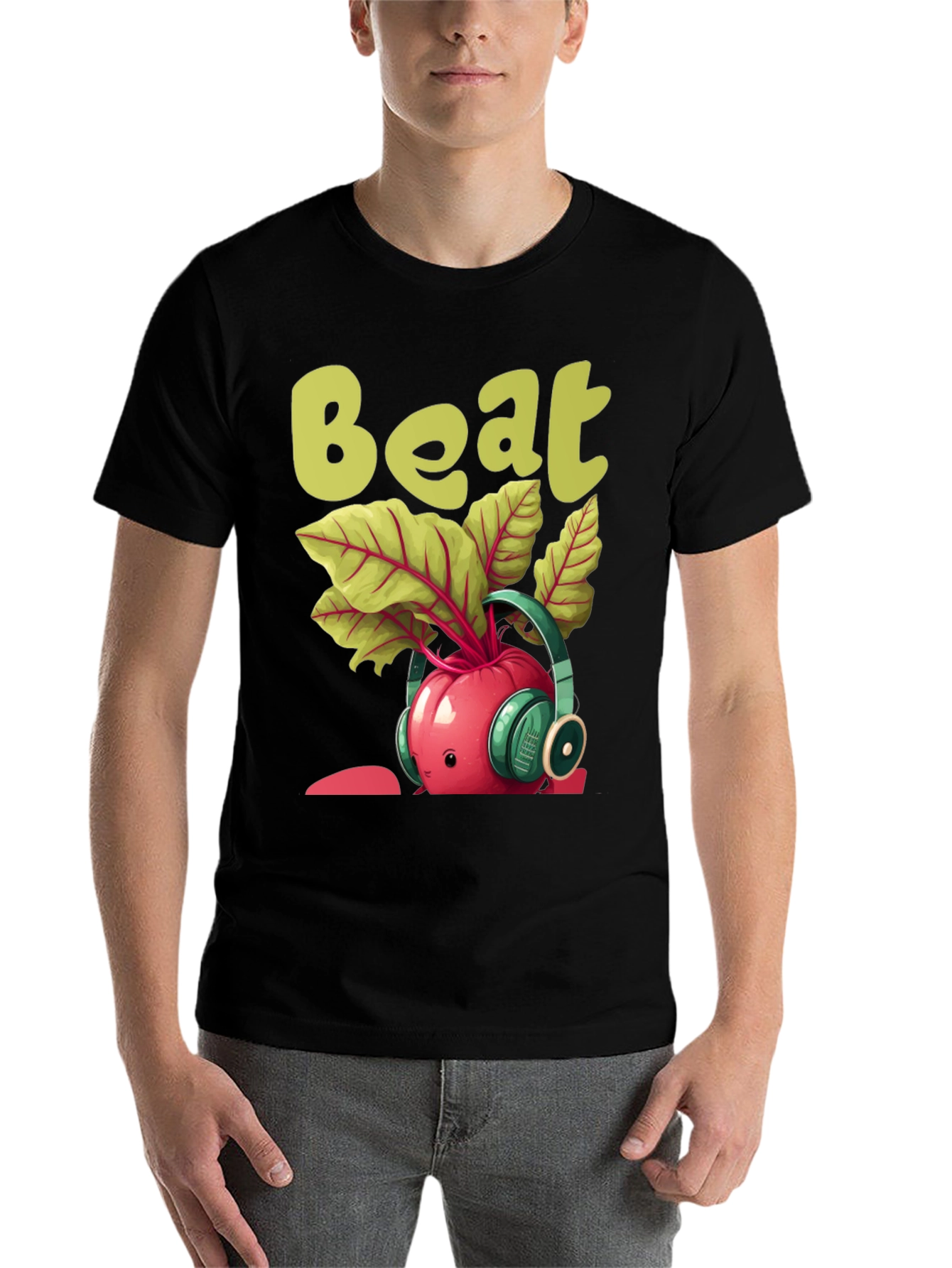 Black Funny "Beat" Music Beetroot Graphic Tee view 7