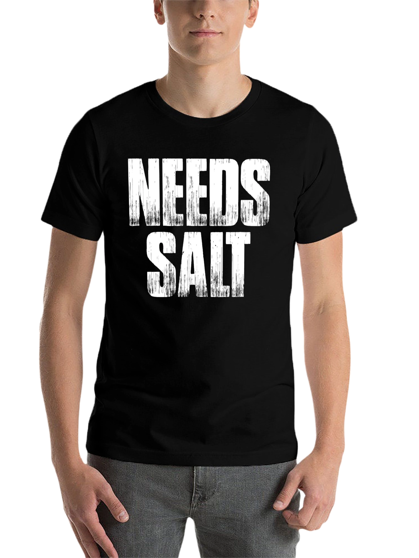 Black Needs Salt Graphic Tee - Funny Foodie T-Shirt view 7