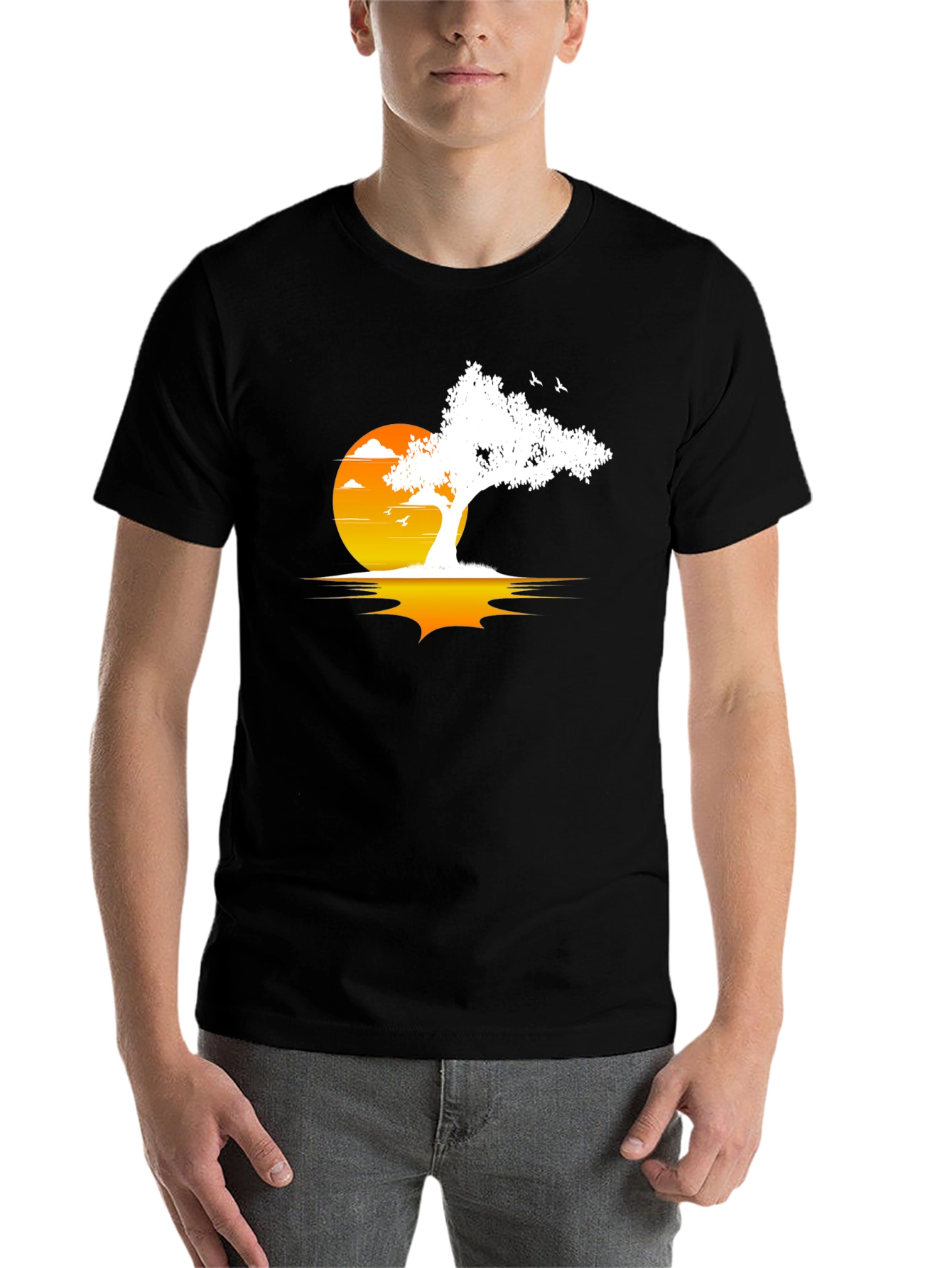 Black Sunset Tree Graphic Tee view 7