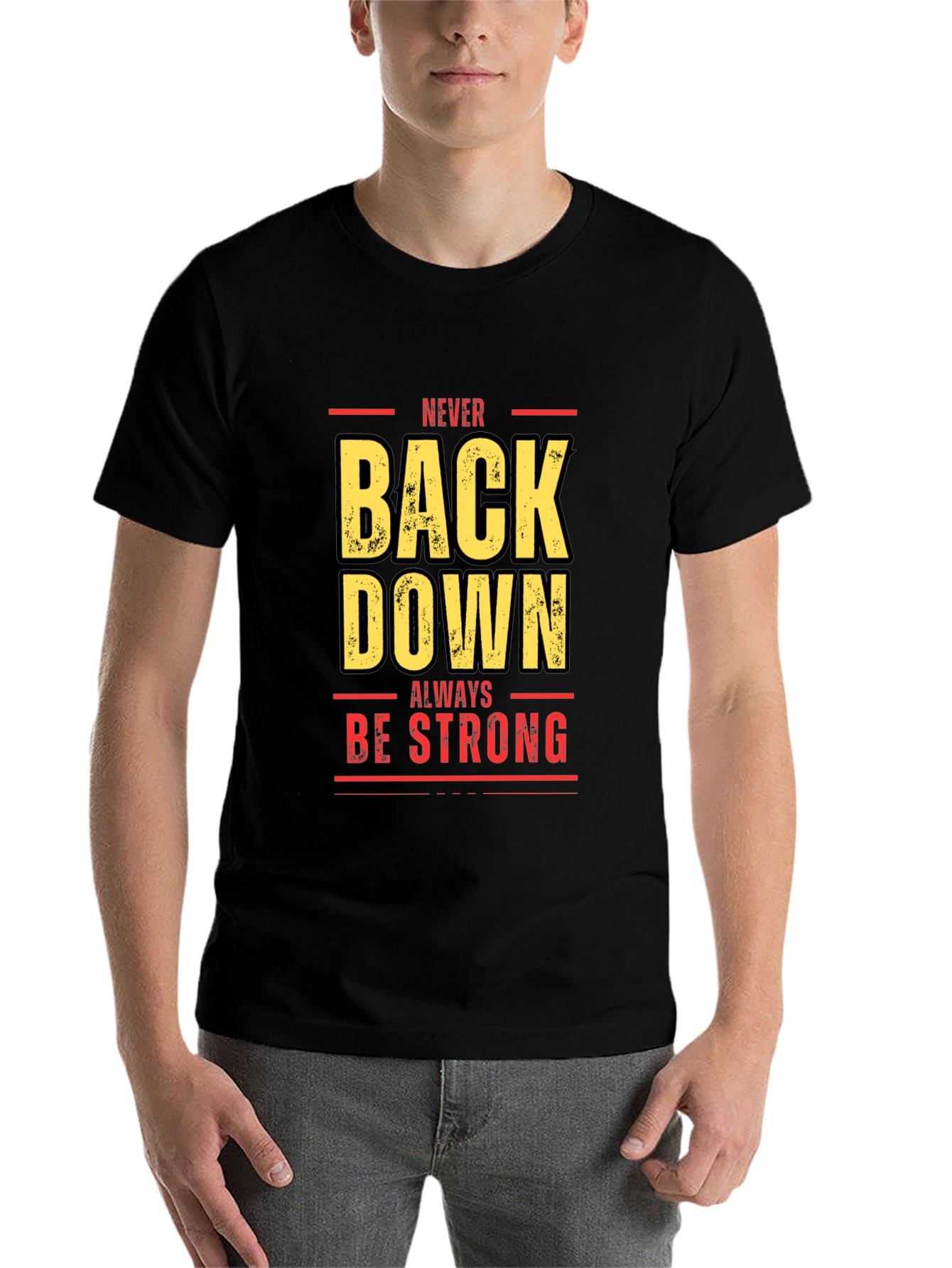 Black Never Back Down Black Graphic Tee view 7