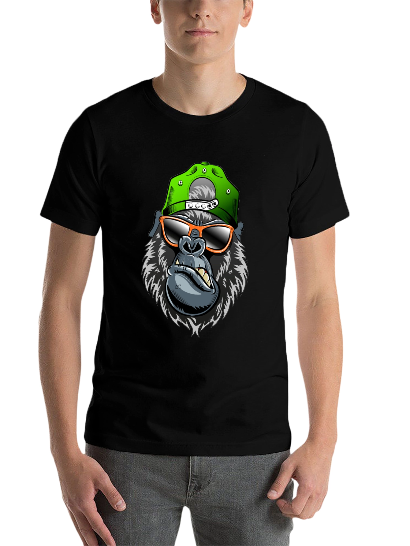 Black Cool Gorilla Graphic Tee view 7