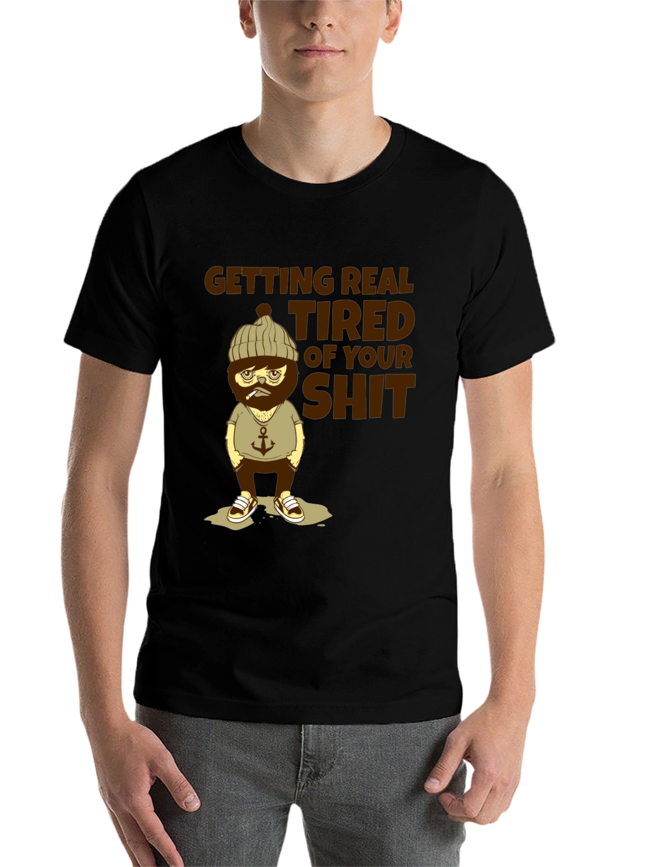 Black "Getting Real Tired" Graphic T-Shirt view 7