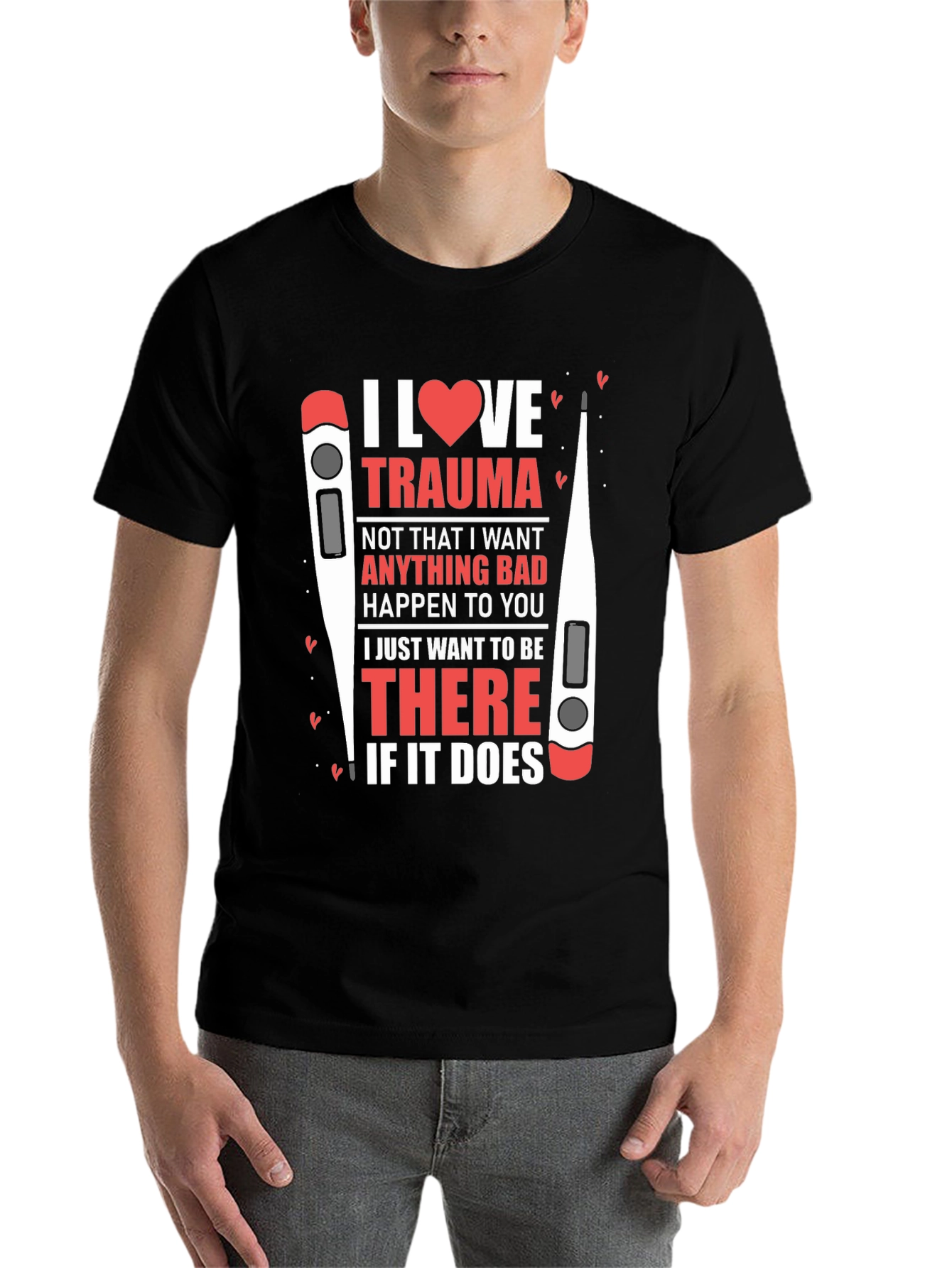 Black I Heart Trauma T-Shirt - Medical Humor view 7