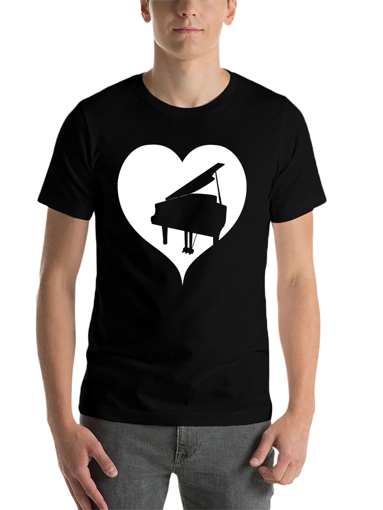 Black Piano Heart T-Shirt - Music Lover Tee view 7