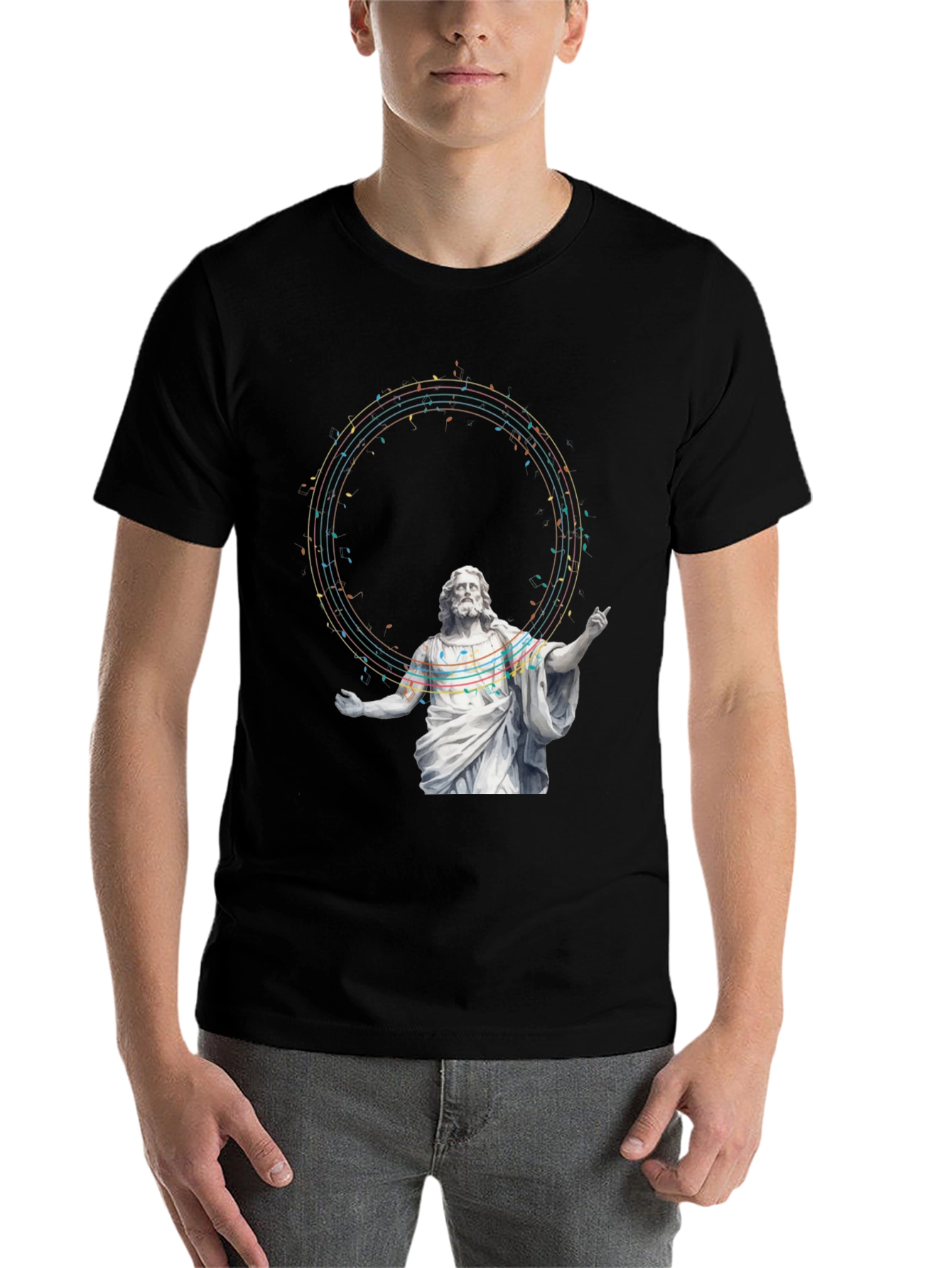 Black Musical Jesus Graphic Tee - Black Cotton T-Shirt view 7