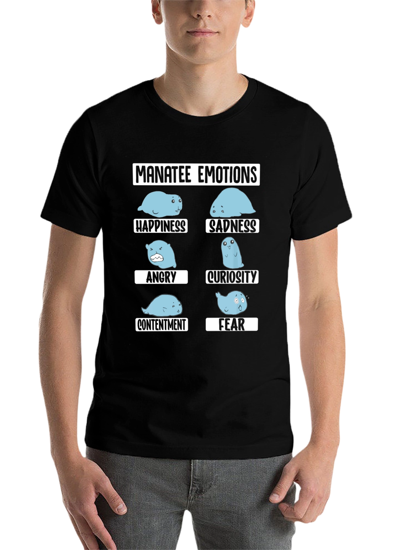 Black Manatee Emotions Graphic Tee view 7