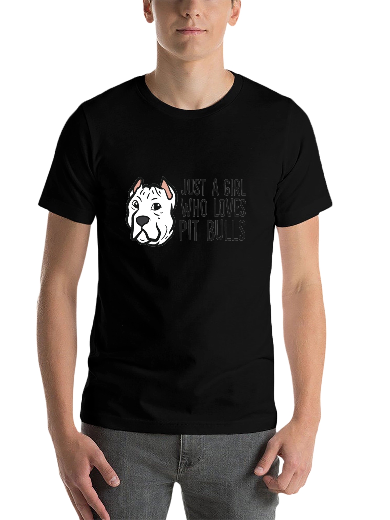 Black Just a Girl Who Loves Pit Bulls T-Shirt view 7