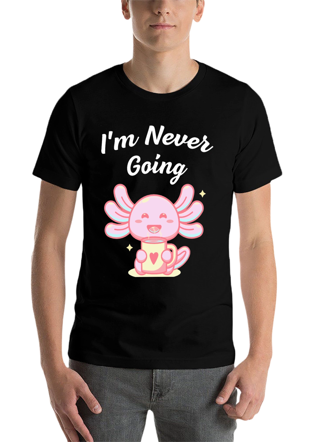 Black Axolotl Coffee T-Shirt - Never Going view 7