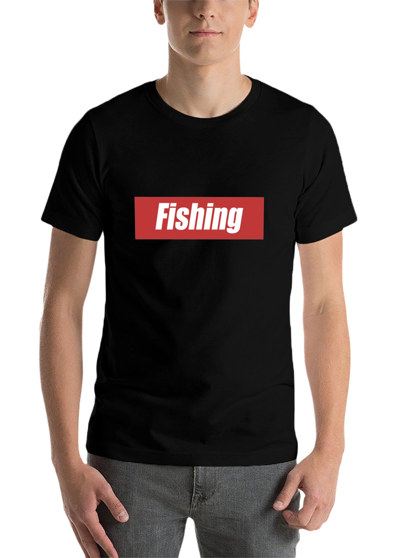 Black Fishing Graphic Tee - Red & White Logo view 7