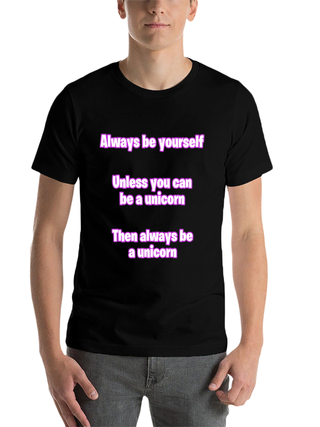 Black Unicorn Graphic Tee - Always Be Yourself T-Shirt view 7