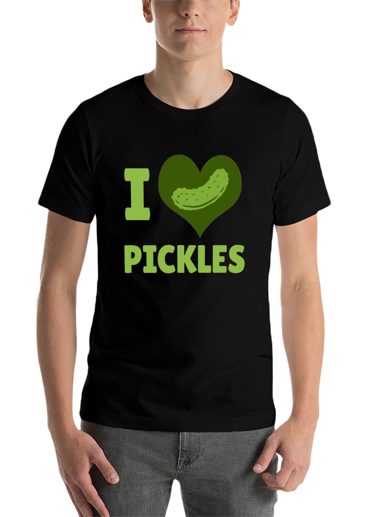 Black I Heart Pickles Funny T-Shirt  view 7
