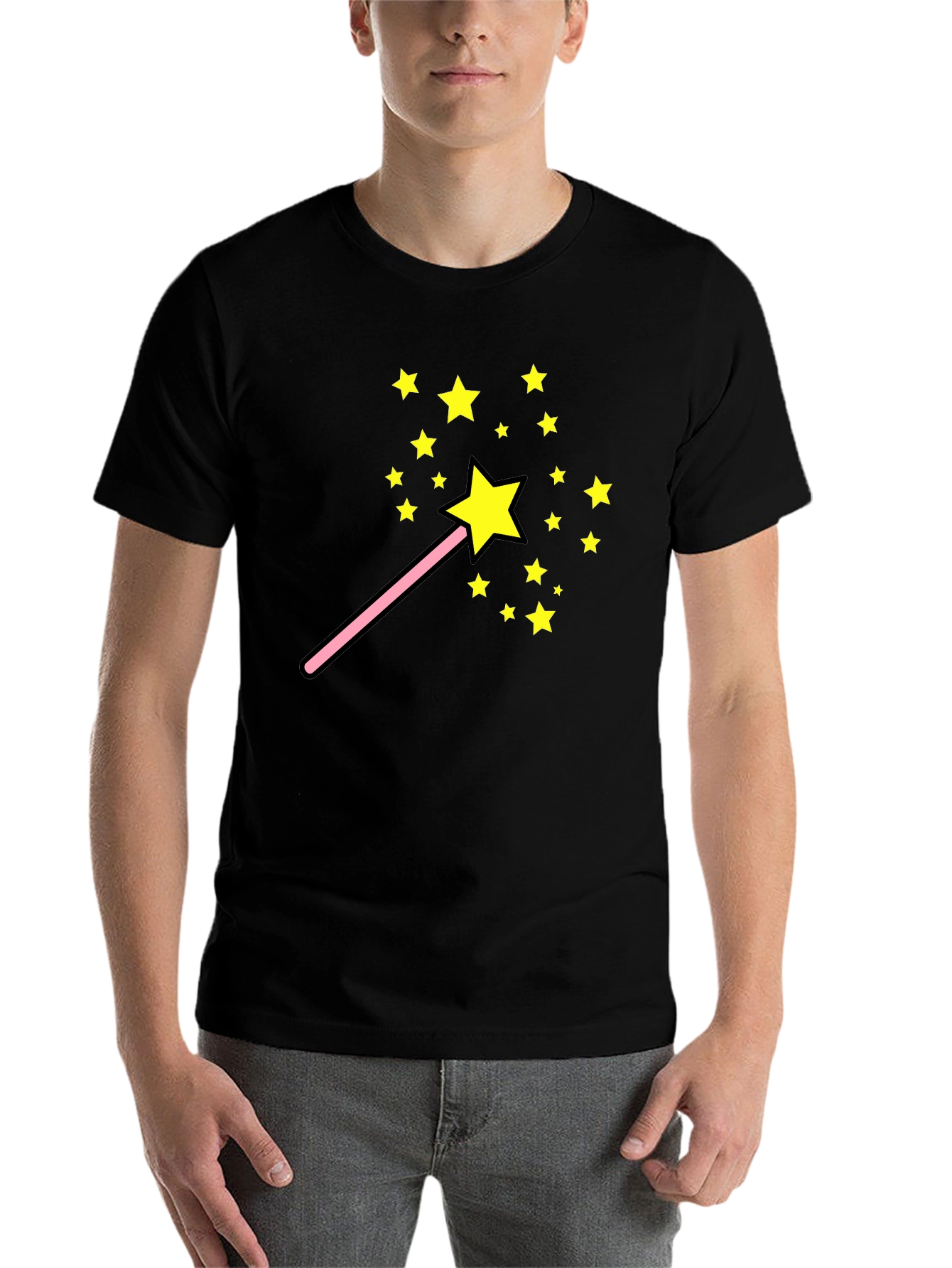 Black Magic Wand Star T-Shirt - Fun Whimsical Design view 7