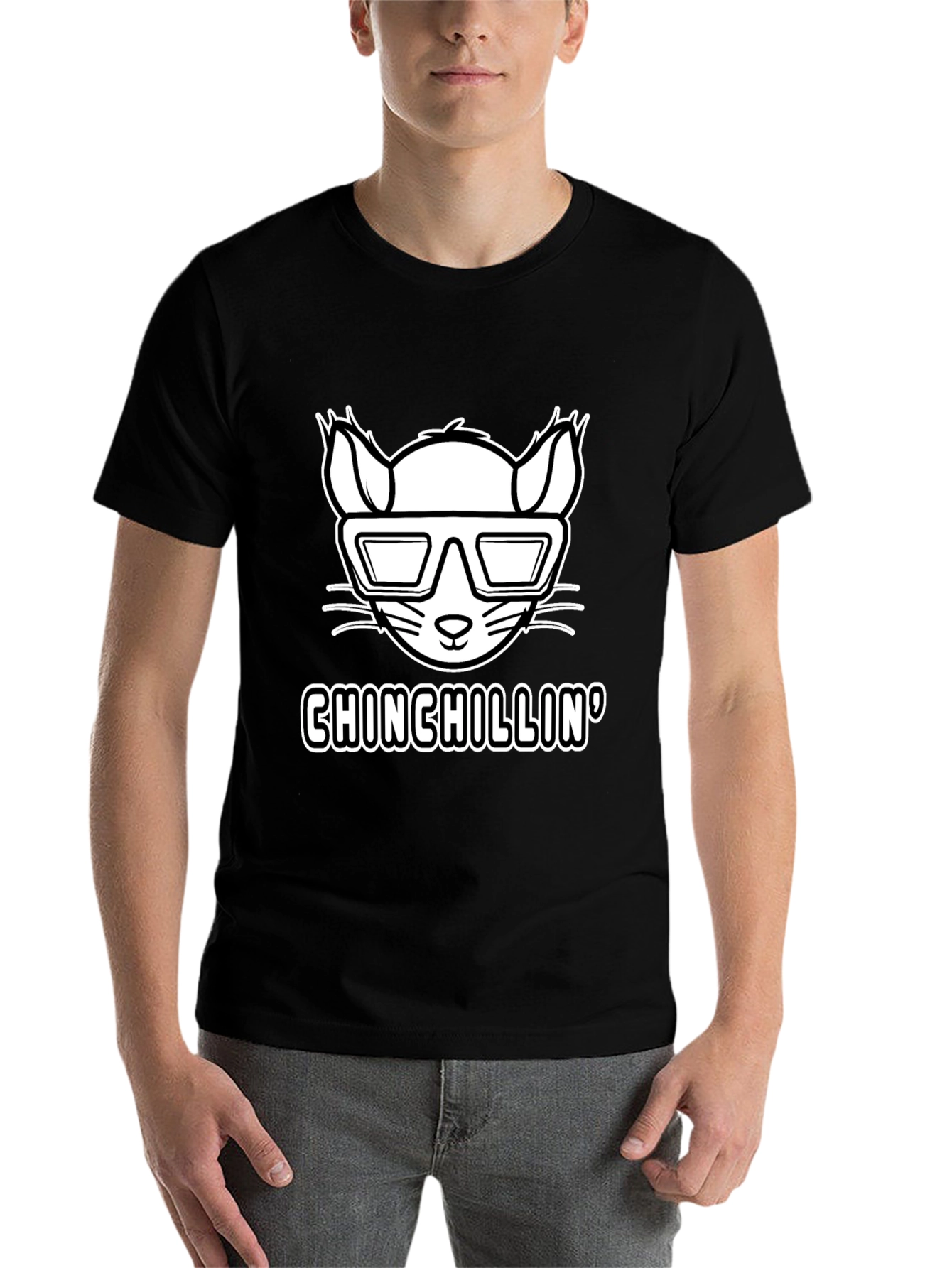 Black Chinchillin' T-Shirt - Cool Rodent Design view 7