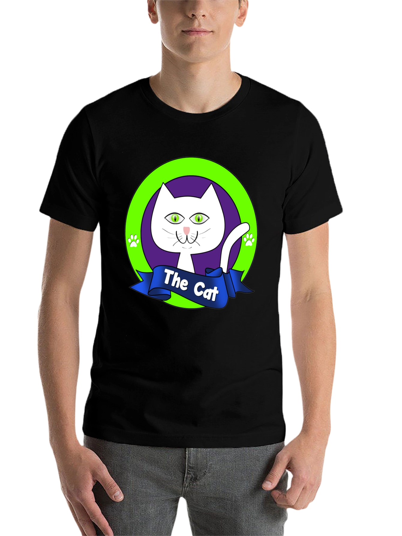 Black The Cat Graphic Tee - Purrfectly Stylish Black T-Shirt view 7