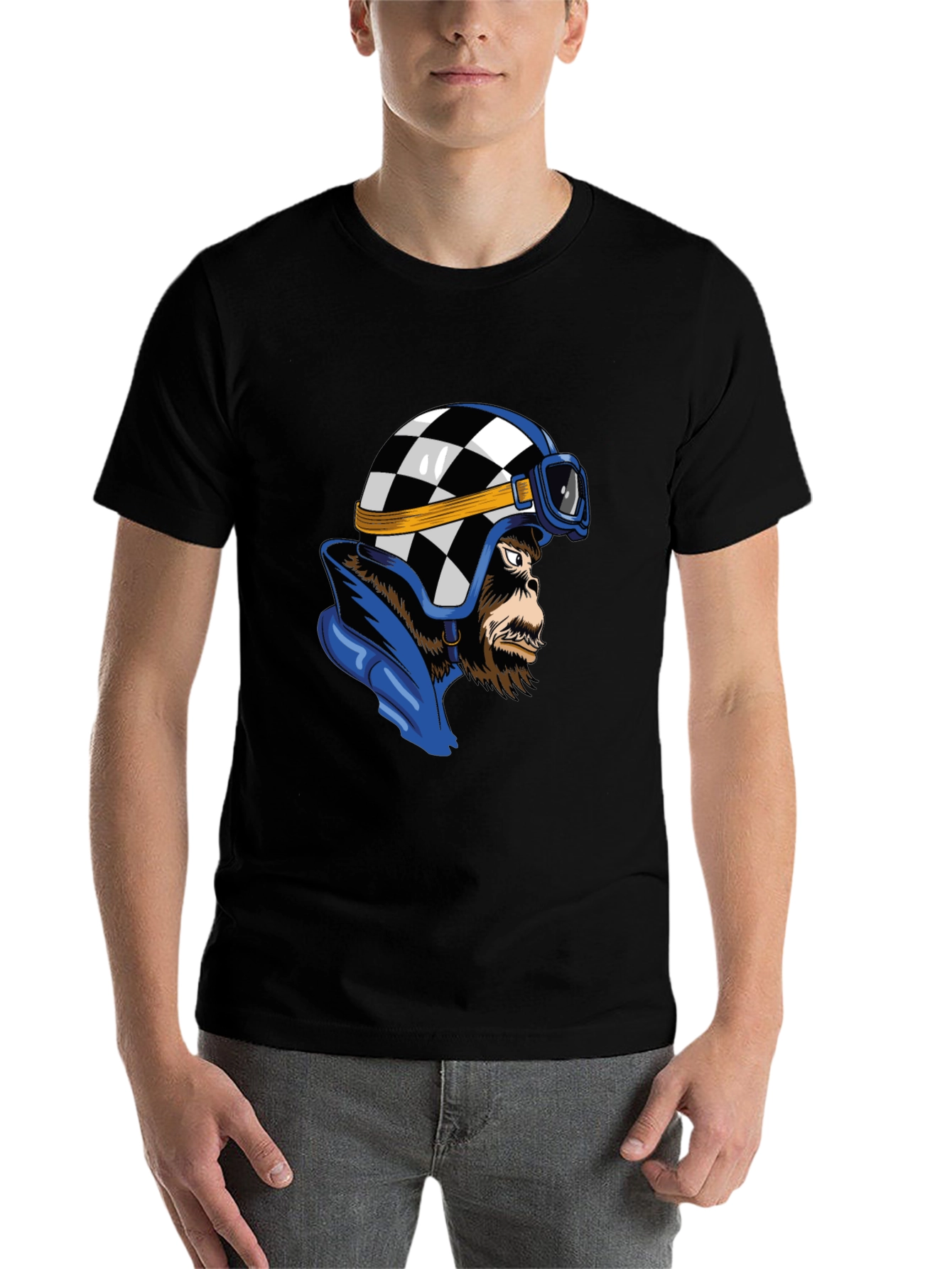 Black Retro Racer Gorilla Graphic T-Shirt view 7