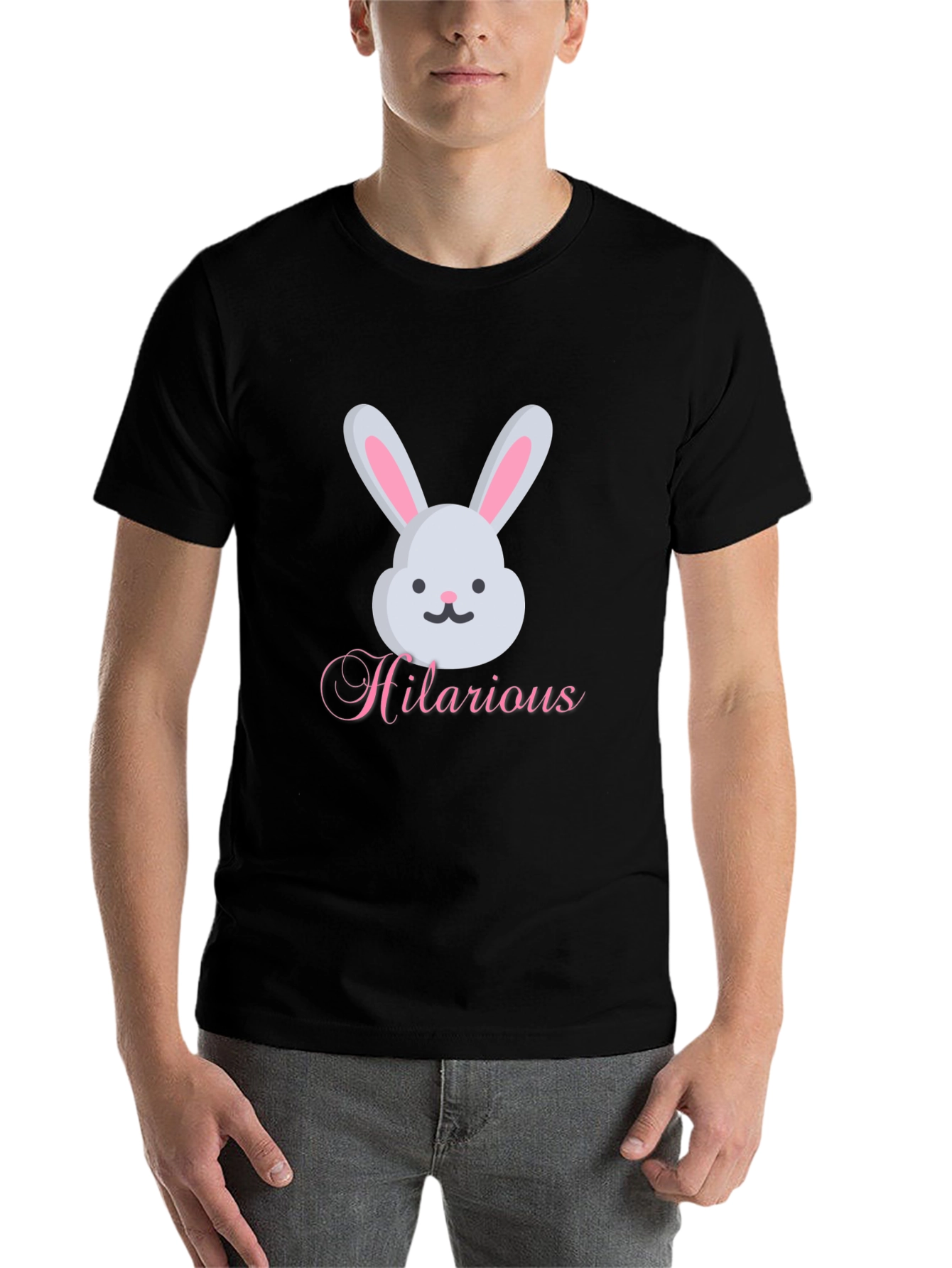 Black Hilarious Bunny Graphic Tee - Soft Cotton Blend view 7
