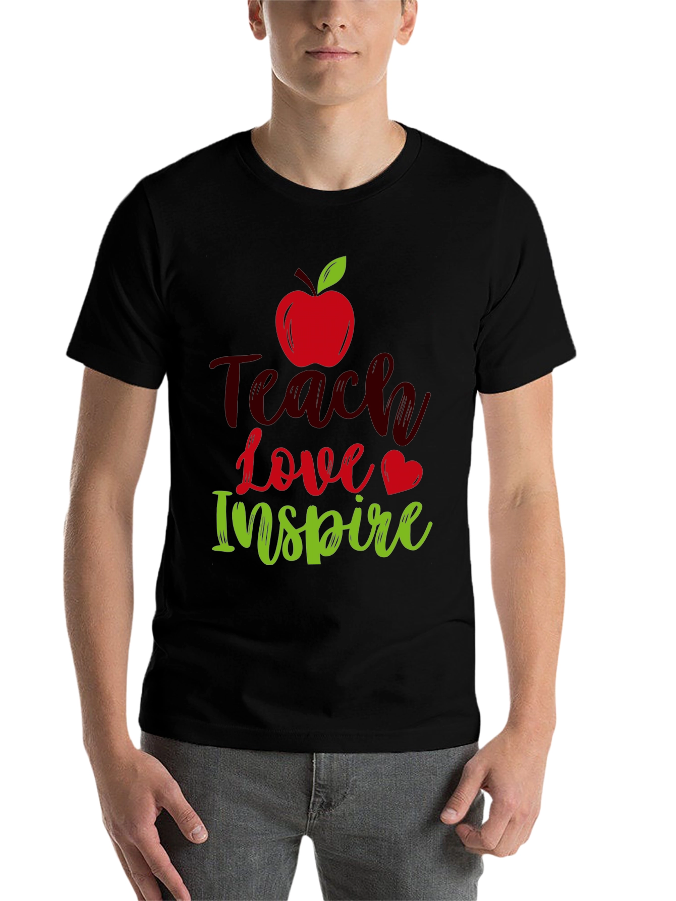 Black Teach Love Inspire T-Shirt Teacher Appreciation Gift view 7
