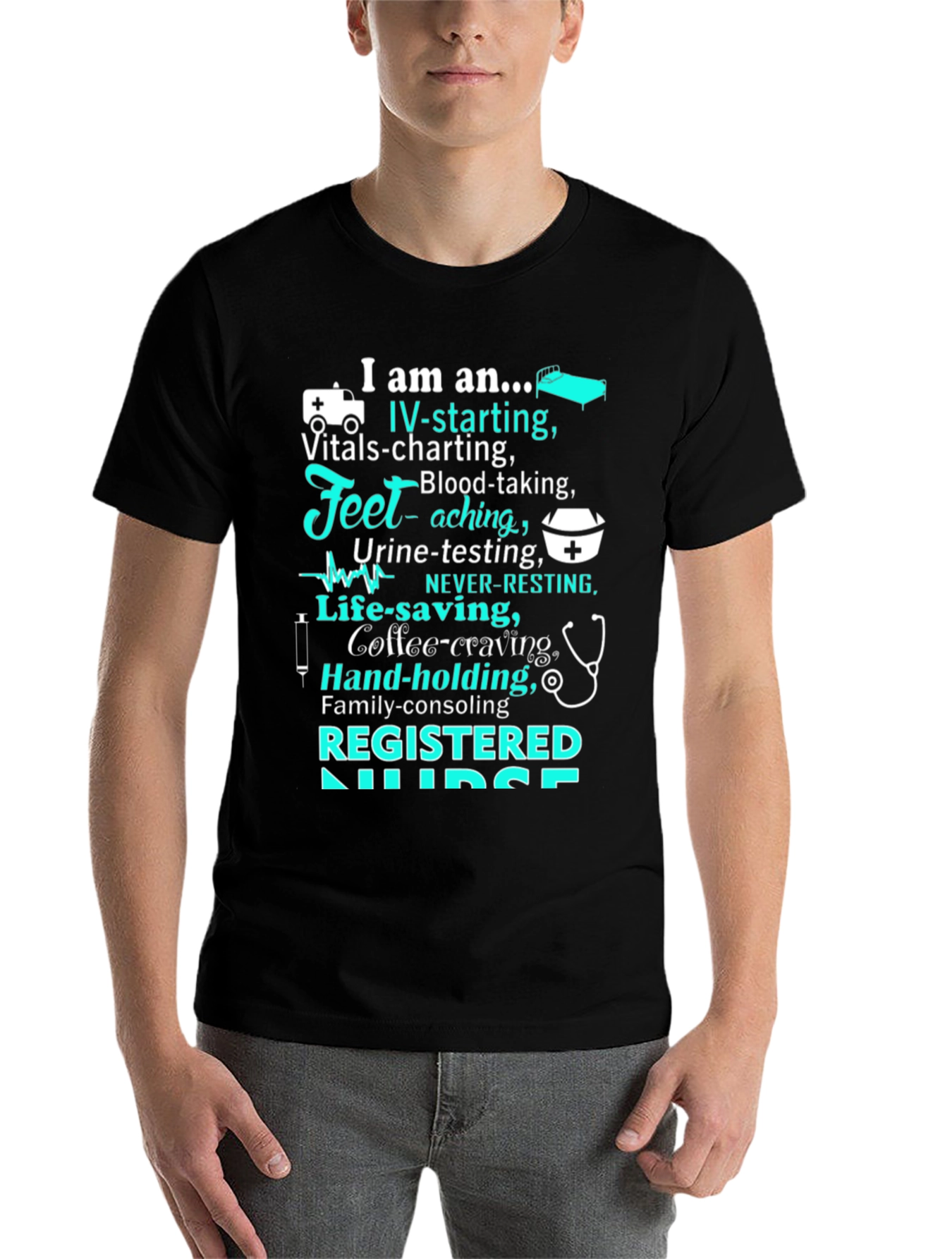Black Registered Nurse Novelty T-Shirt view 7
