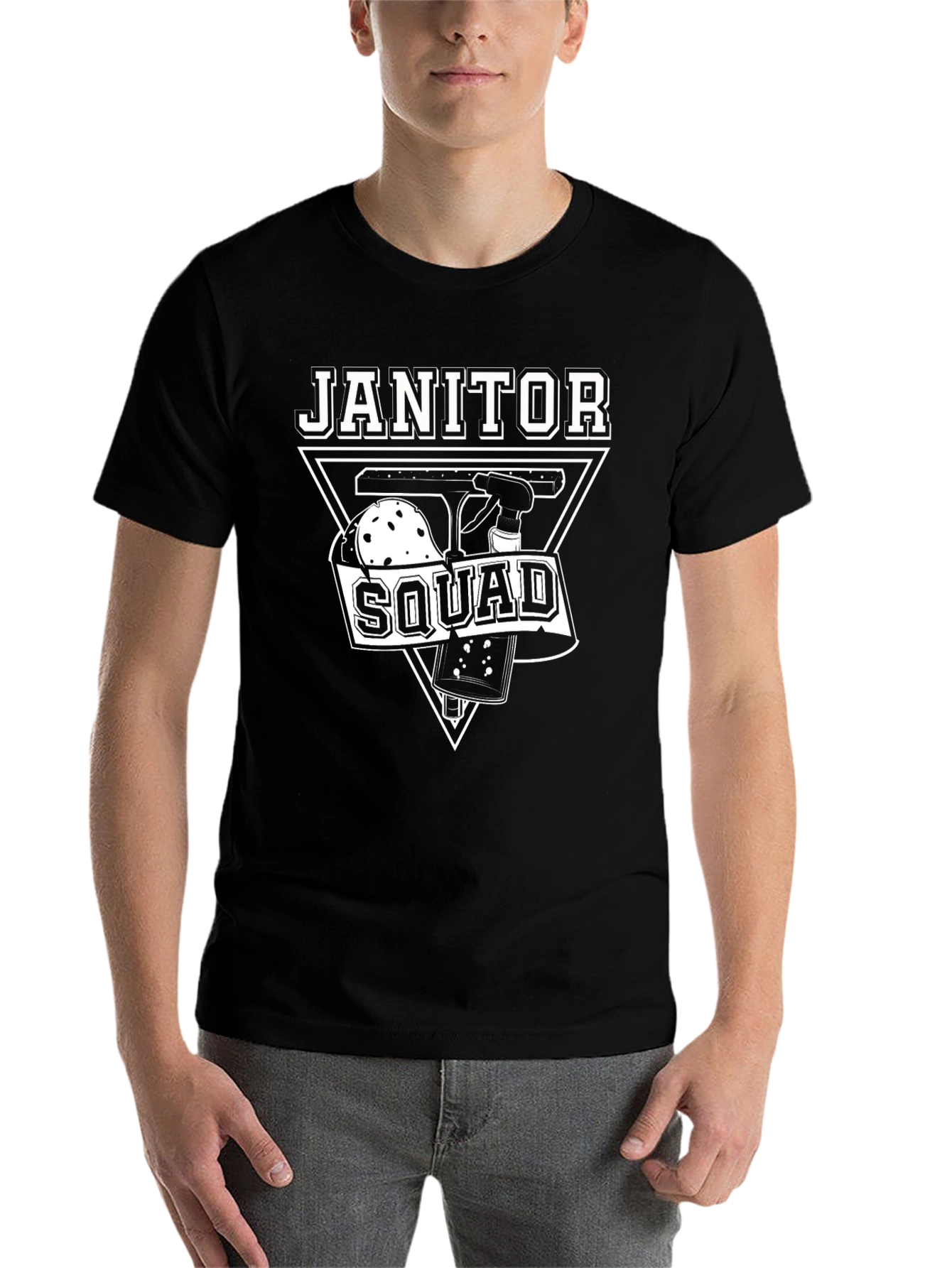 Black Janitor Squad Black Graphic T-Shirt view 7