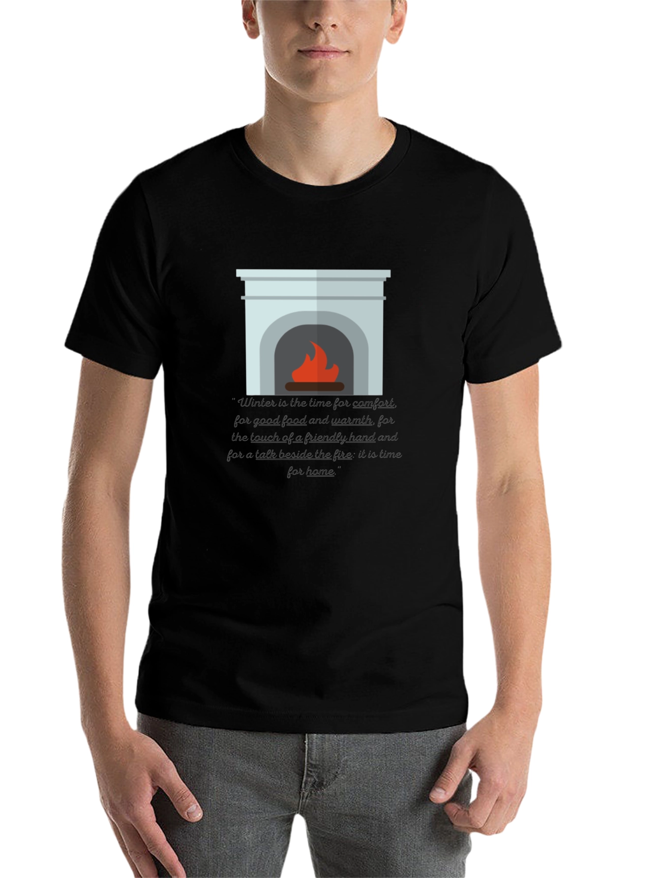 Black Cozy Fireplace Graphic Tee - Comfort & Style view 7