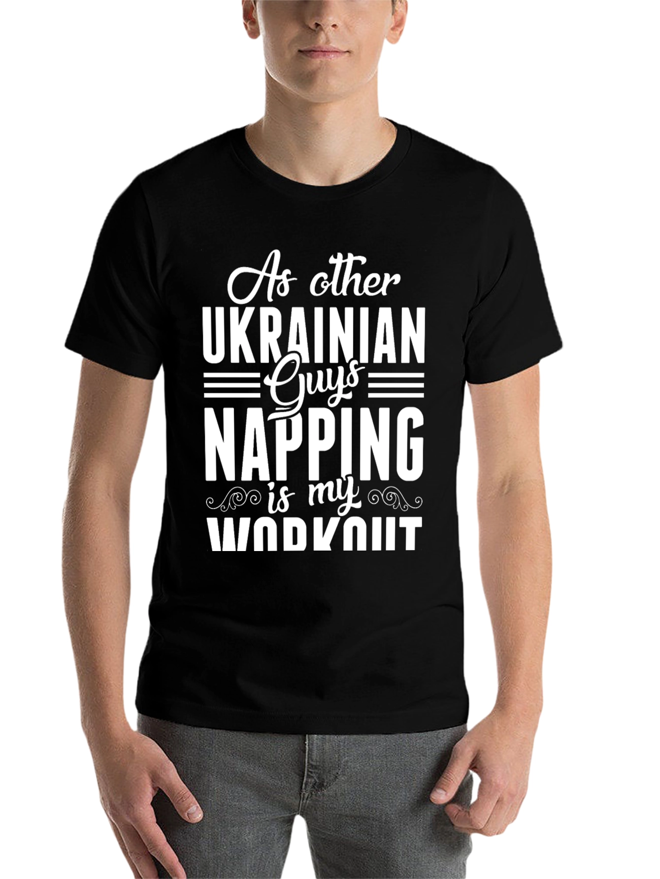 Black Ukrainian Guys Napping Workout Graphic T-Shirt view 7