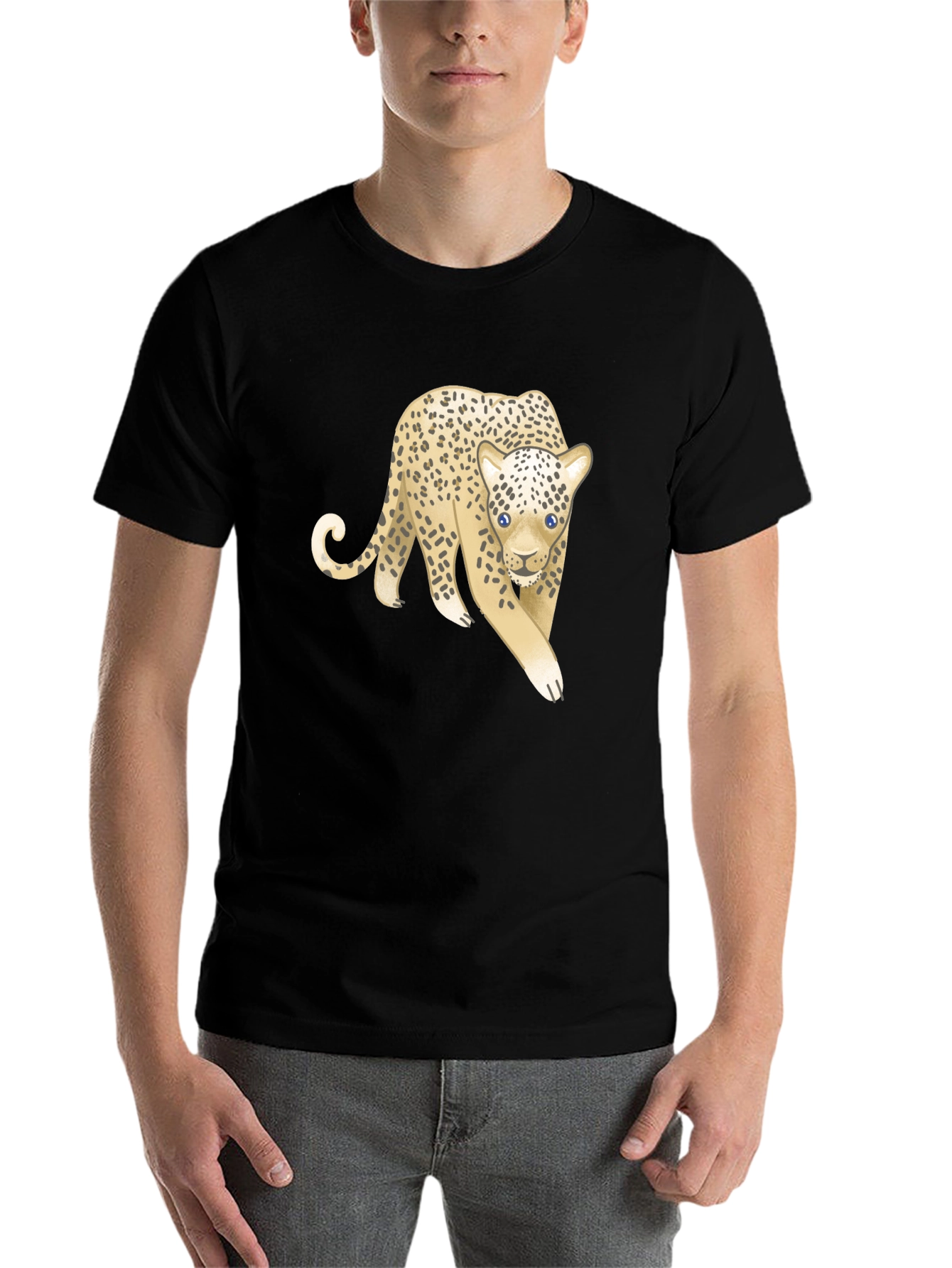 Black Leopard Graphic Tee - Unisex Black T-Shirt view 7