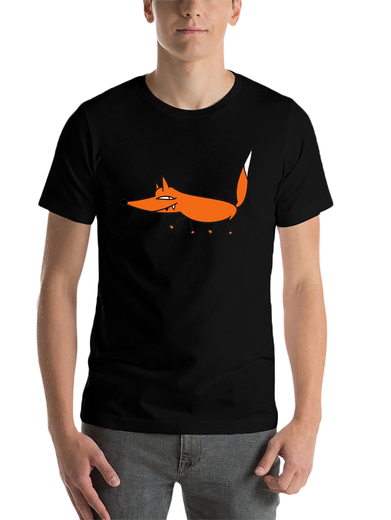 Black Funny Fox Graphic Tee - Black Short Sleeve T-Shirt view 7
