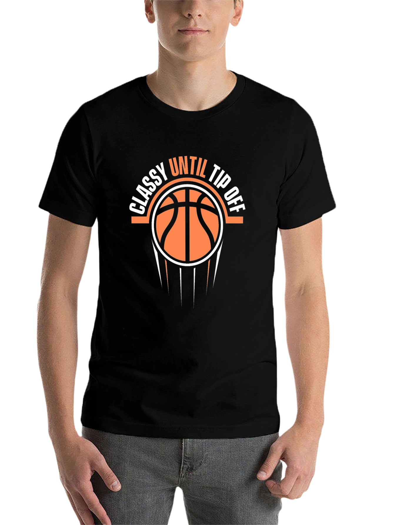 Black Classy Until Tip Off Basketball Graphic Tee view 7