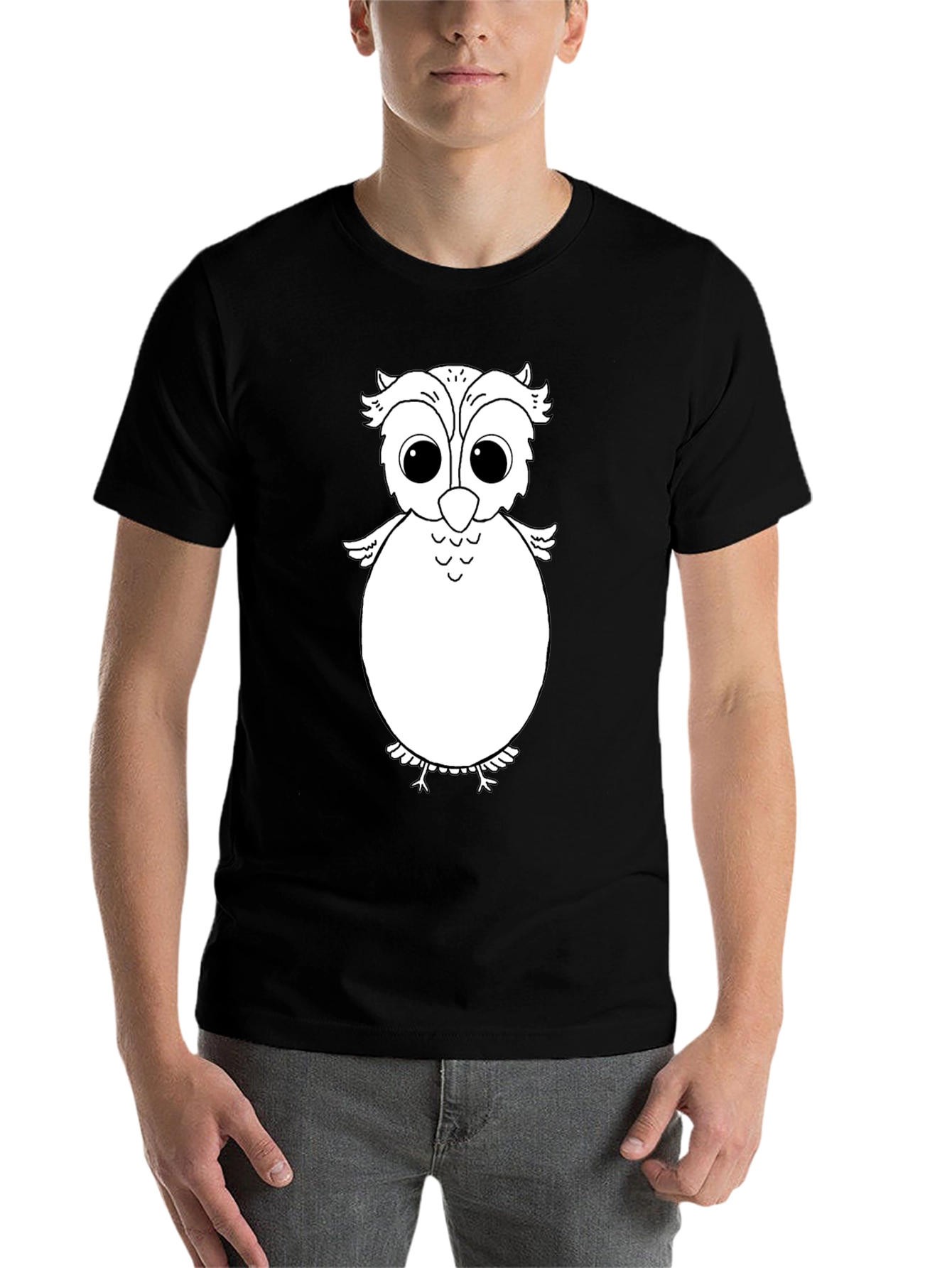 Black Owl Graphic Tee - Black Cotton Comfort view 7