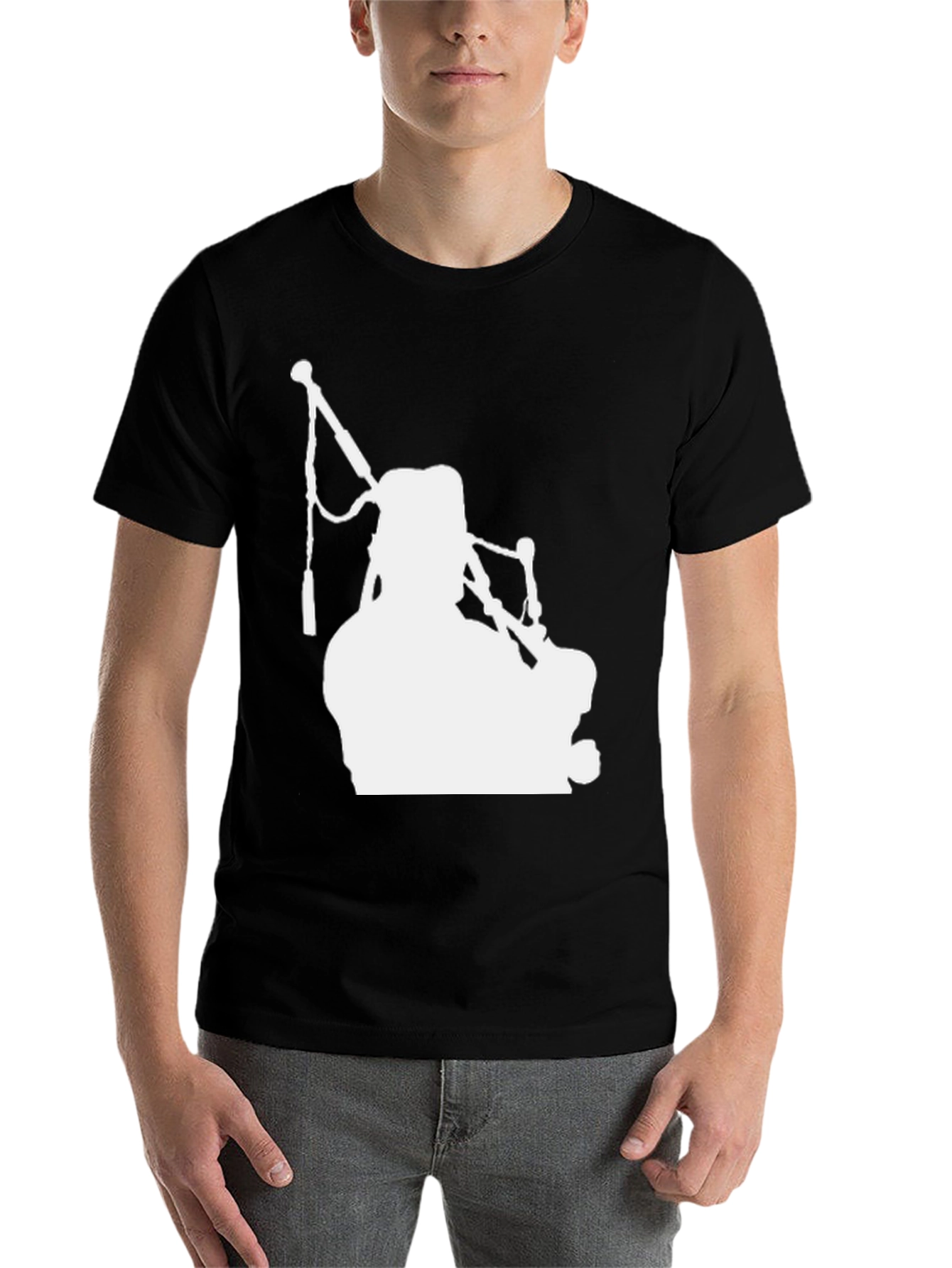 Black Bagpipe Silhouette T-Shirt - Black view 7