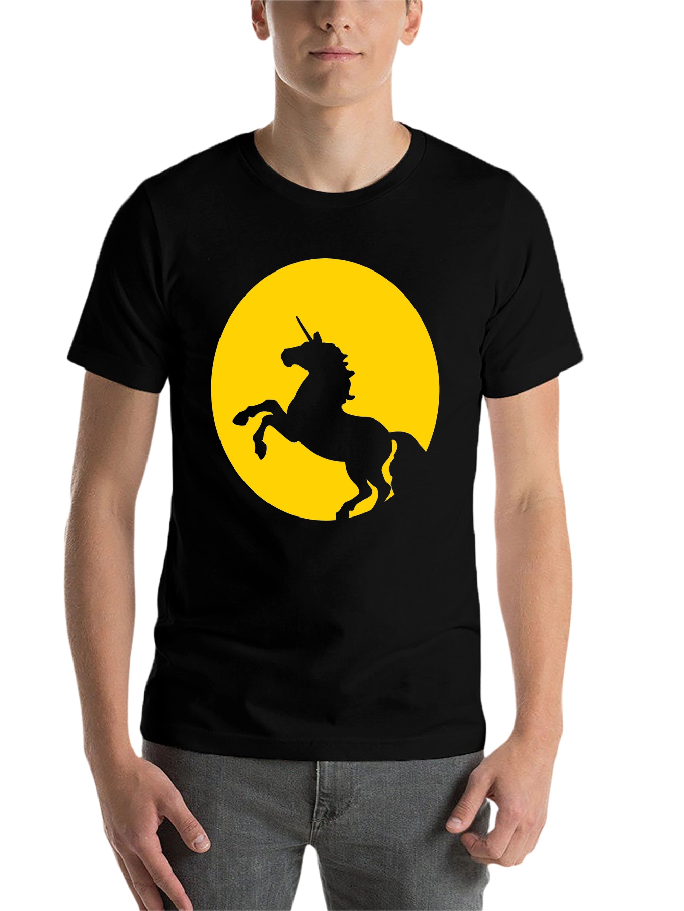 Black Unicorn Silhouette Graphic Tee - Black view 7