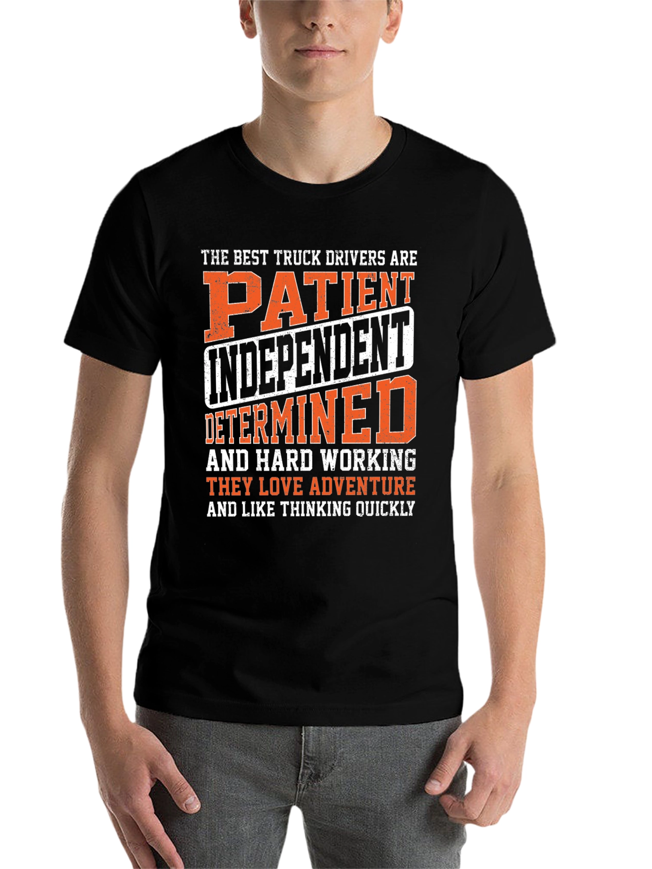 Black Truck Driver Graphic Tee: Patient, Independent, Determined view 7