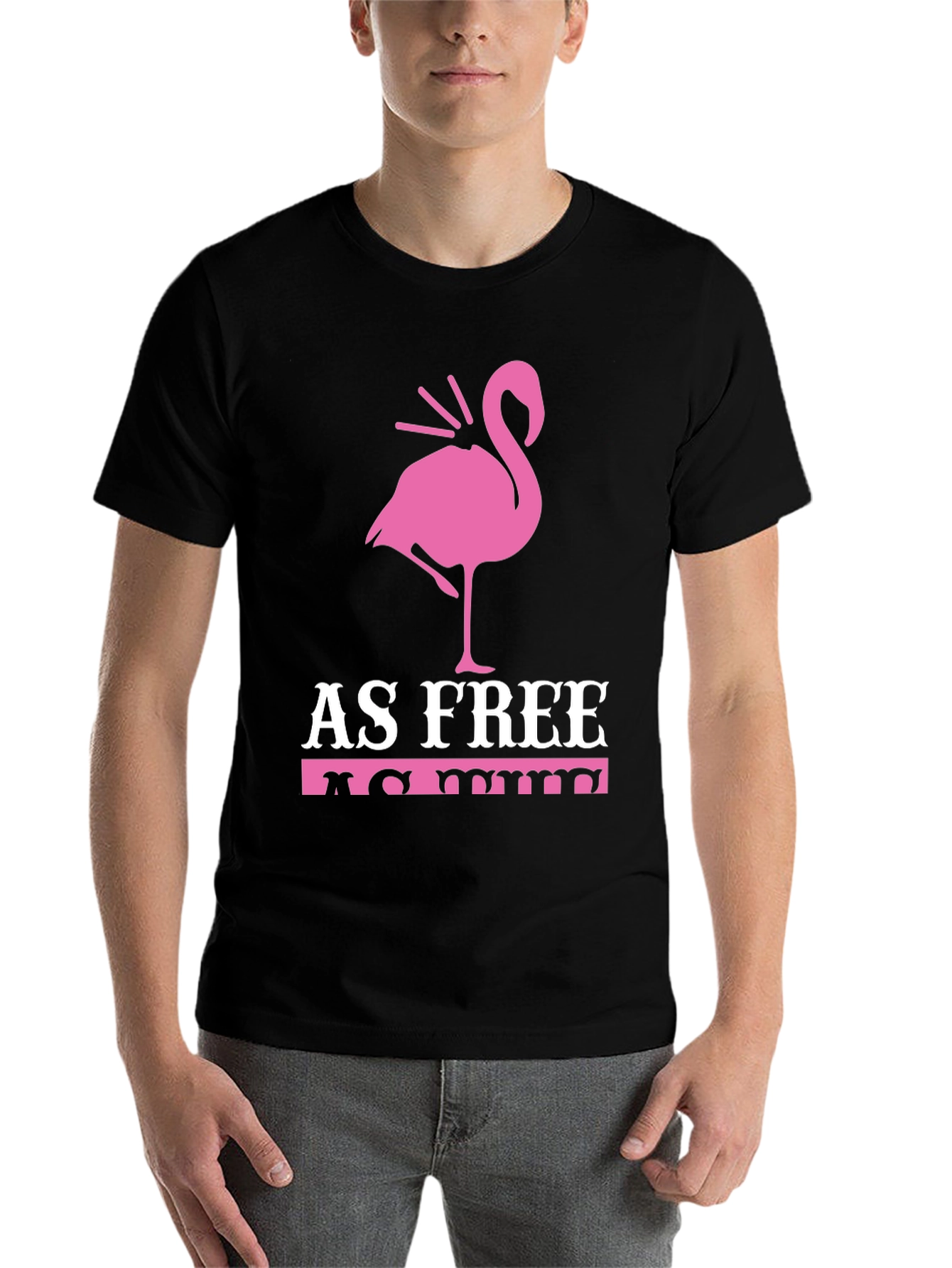Black As Free As Me Flamingo Graphic Tee view 7