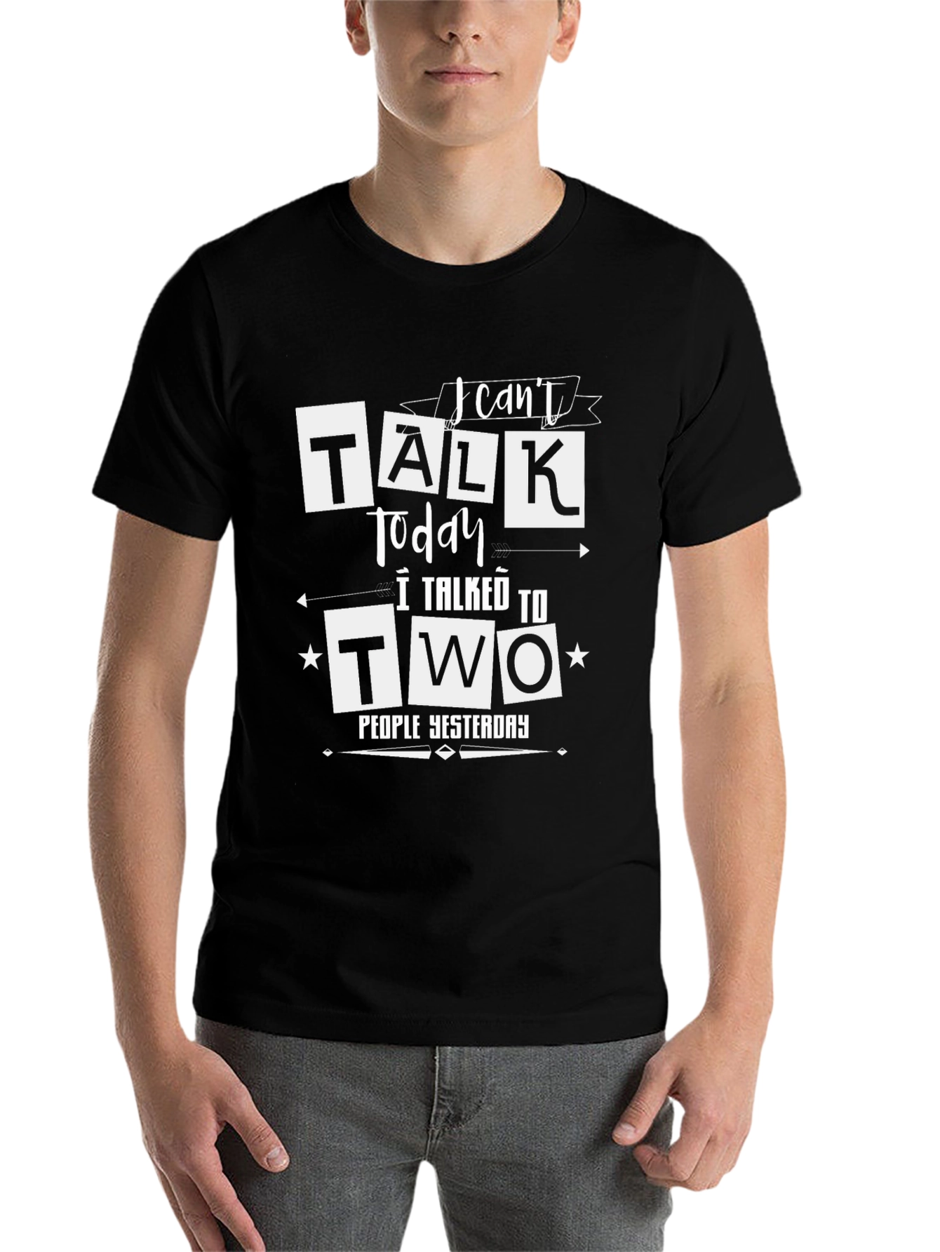 Black Funny "I Can't Talk Today" Graphic Tee view 7