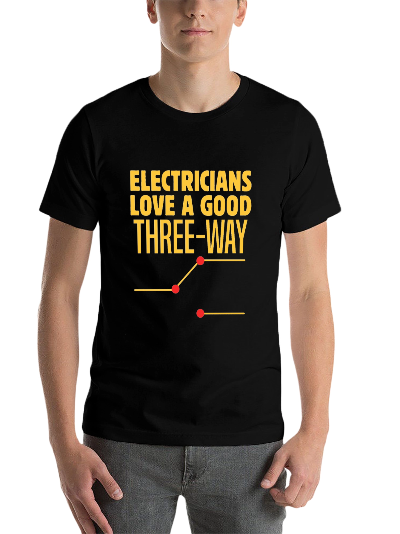 Black Electrician Three-Way Funny T-Shirt view 7