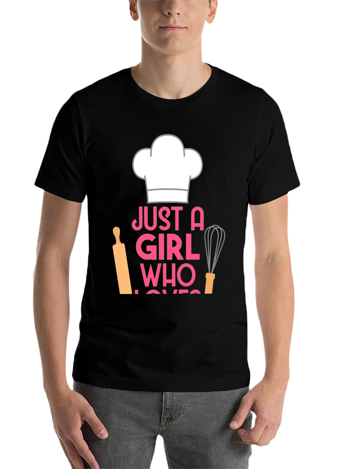 Black Just A Girl Who Loves Baking T-Shirt view 7