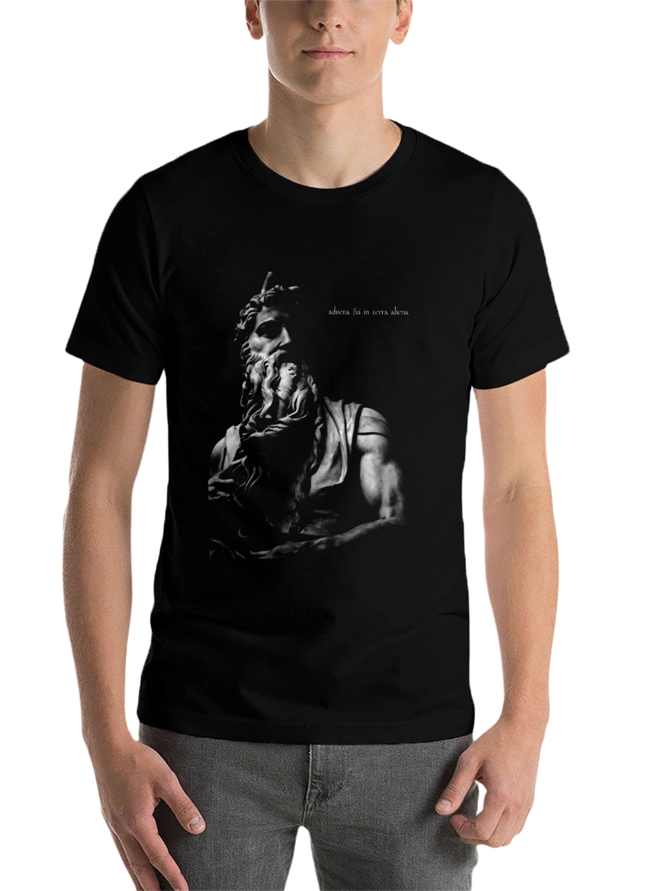 Black Statue Graphic Black T-Shirt - Modern Urban Style view 7
