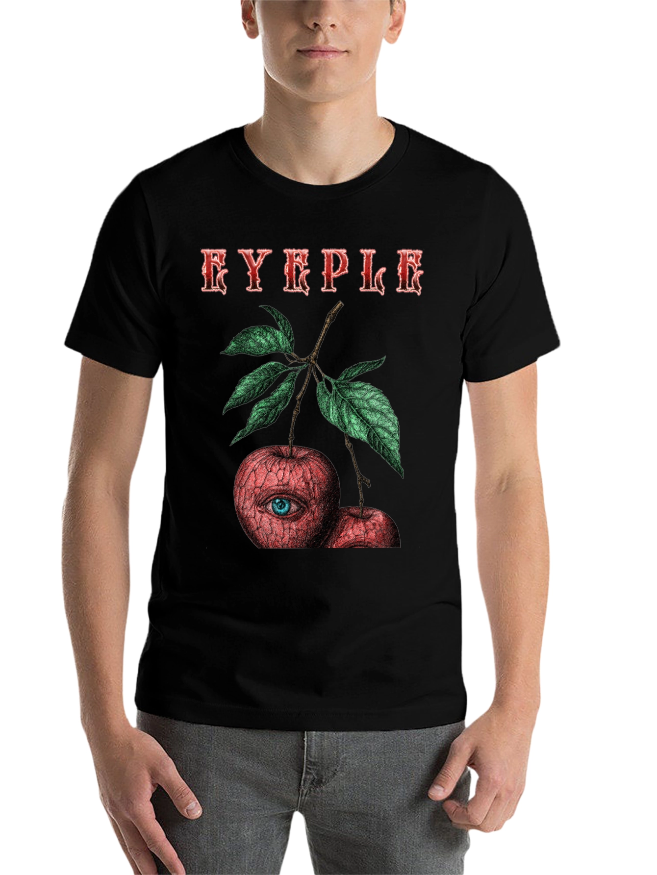 Black EYEPLE Graphic T-Shirt - Eye Apple Design view 7