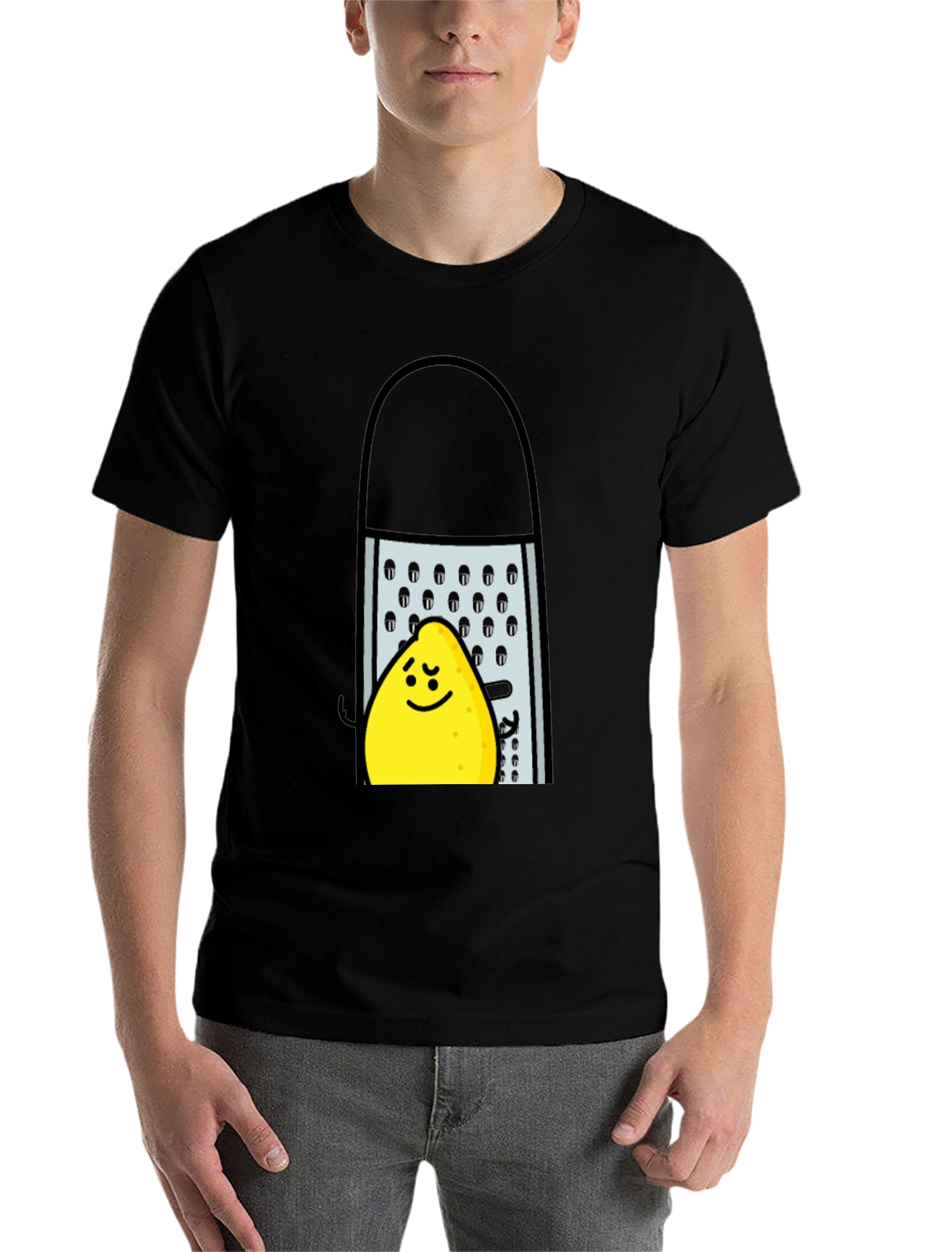 Black Funny Grated Lemon T-Shirt - Black Cotton Tee view 7