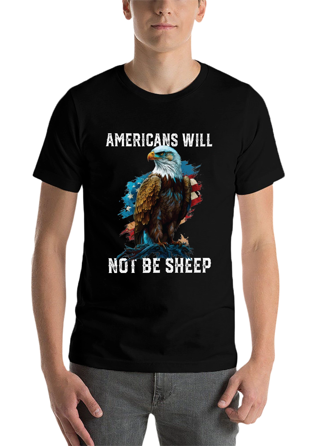 Black Americans Will Not Be Sheep Eagle Graphic Tee view 7
