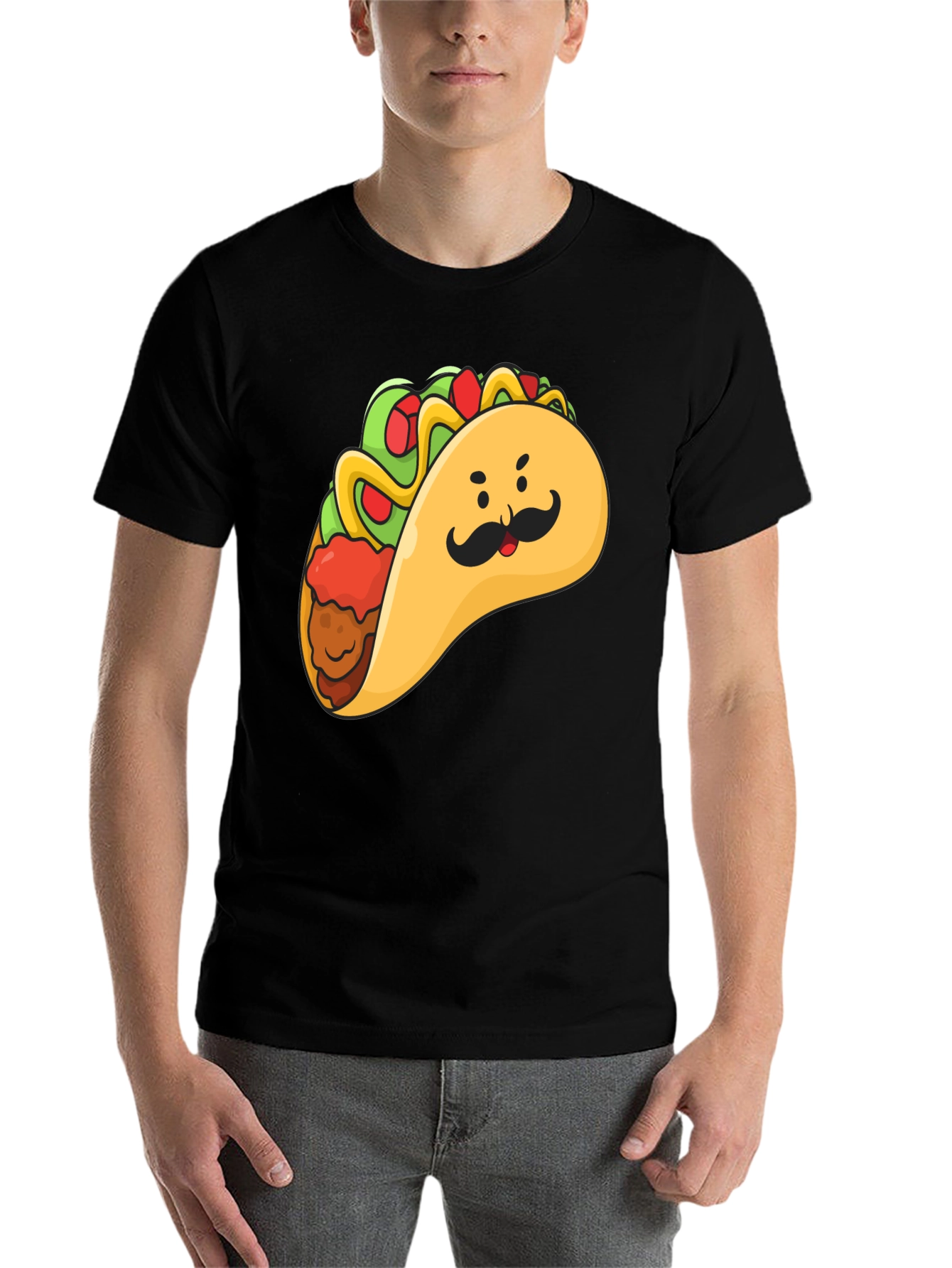Black Taco Man Graphic Tee - Funny Foodie T-Shirt view 7