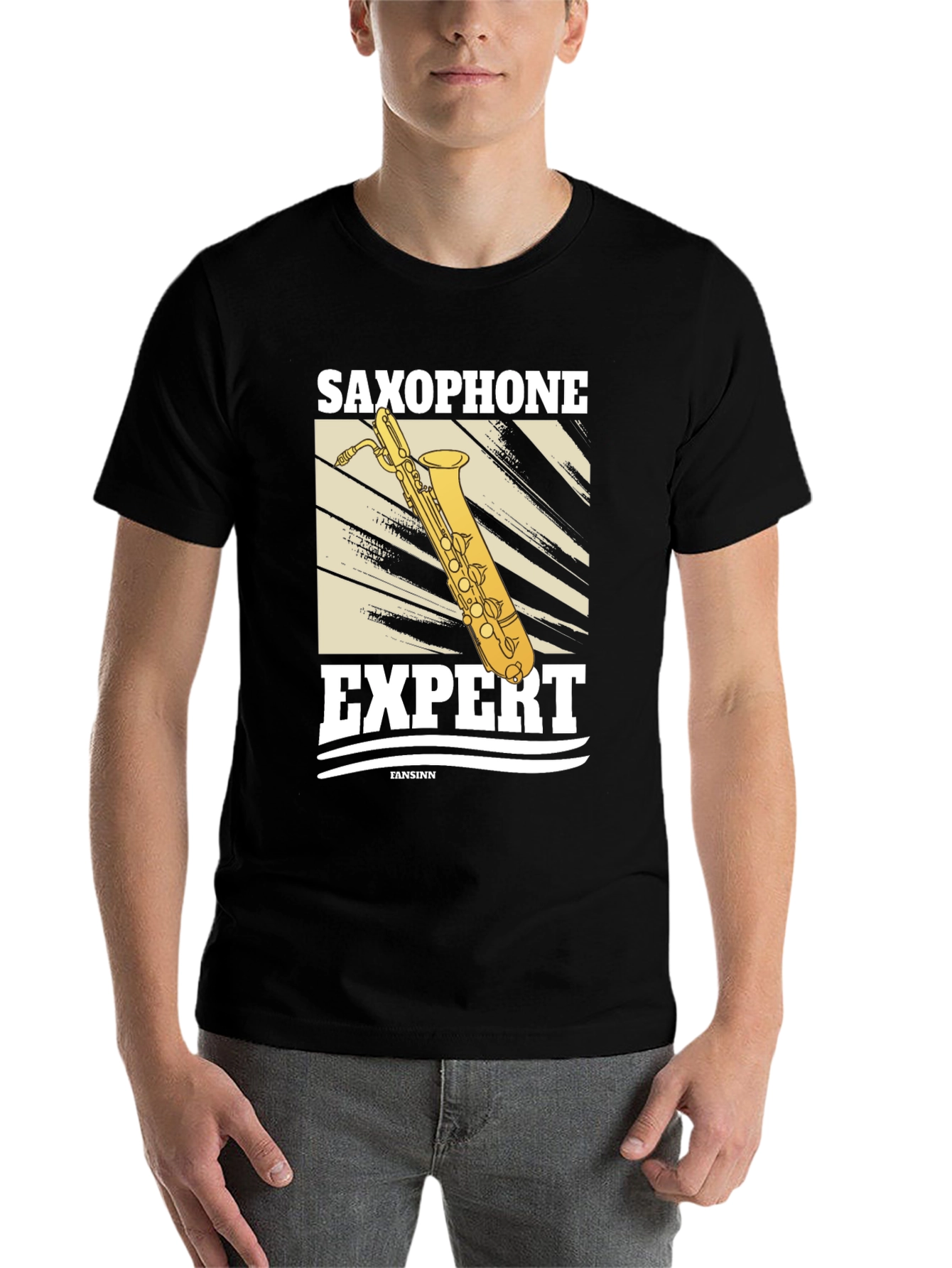Black Saxophone Expert Graphic T-Shirt view 7