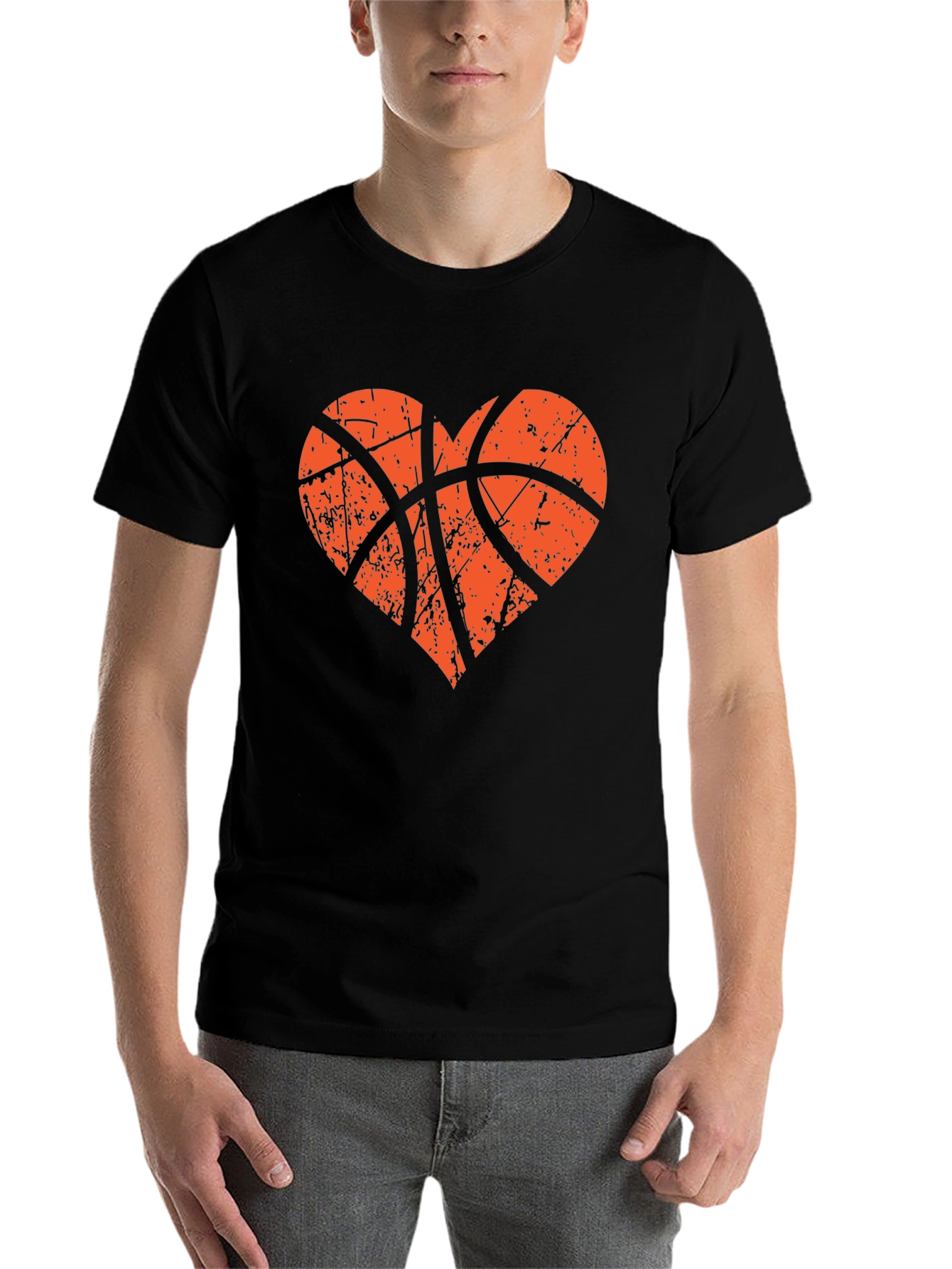 Black Basketball Heart Graphic Tee - Love the Game! view 7